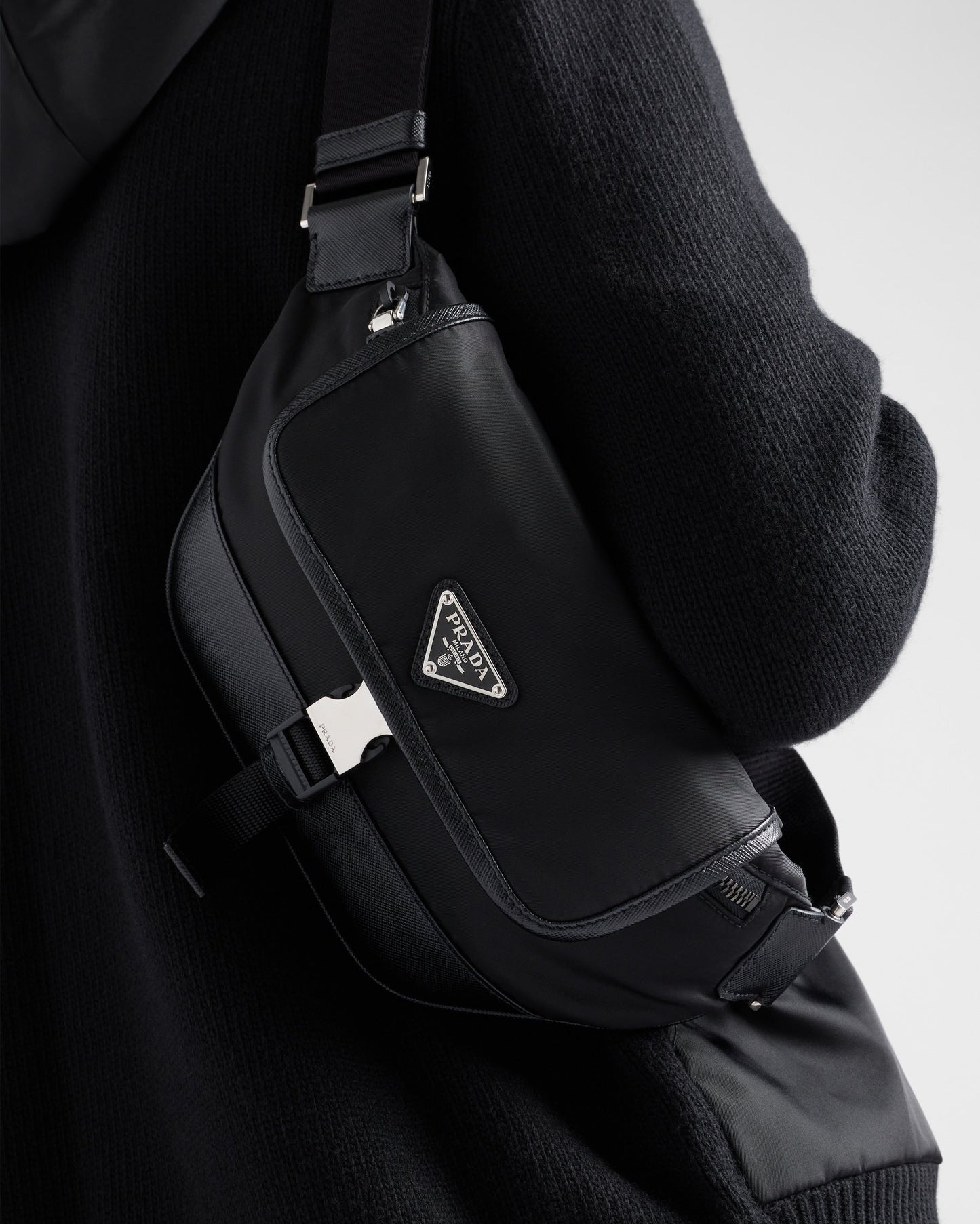 Sac porté épaule en Re-Nylon et cuir Saffiano - #11