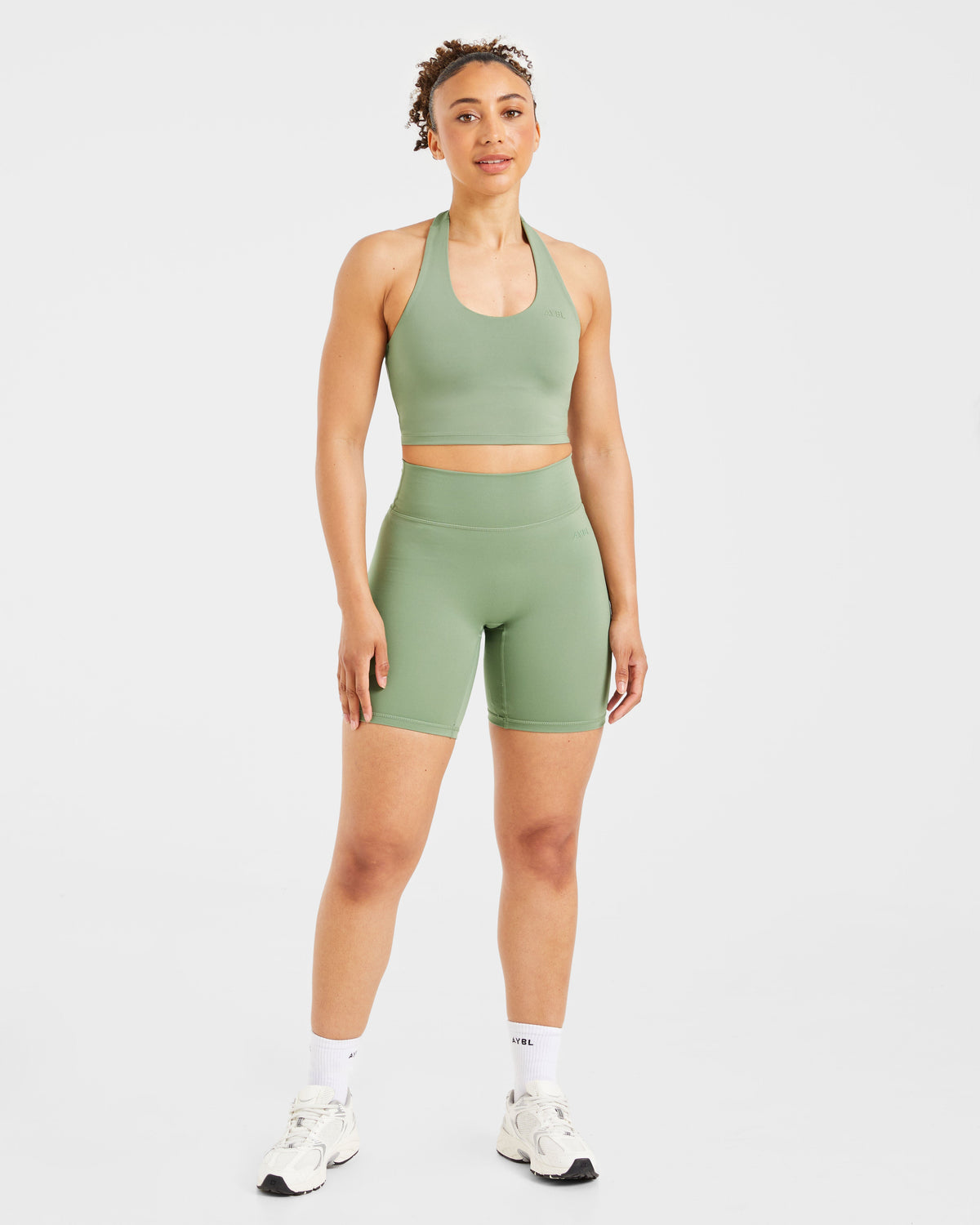 Staple Halterneck Crop Top - Olive Vert