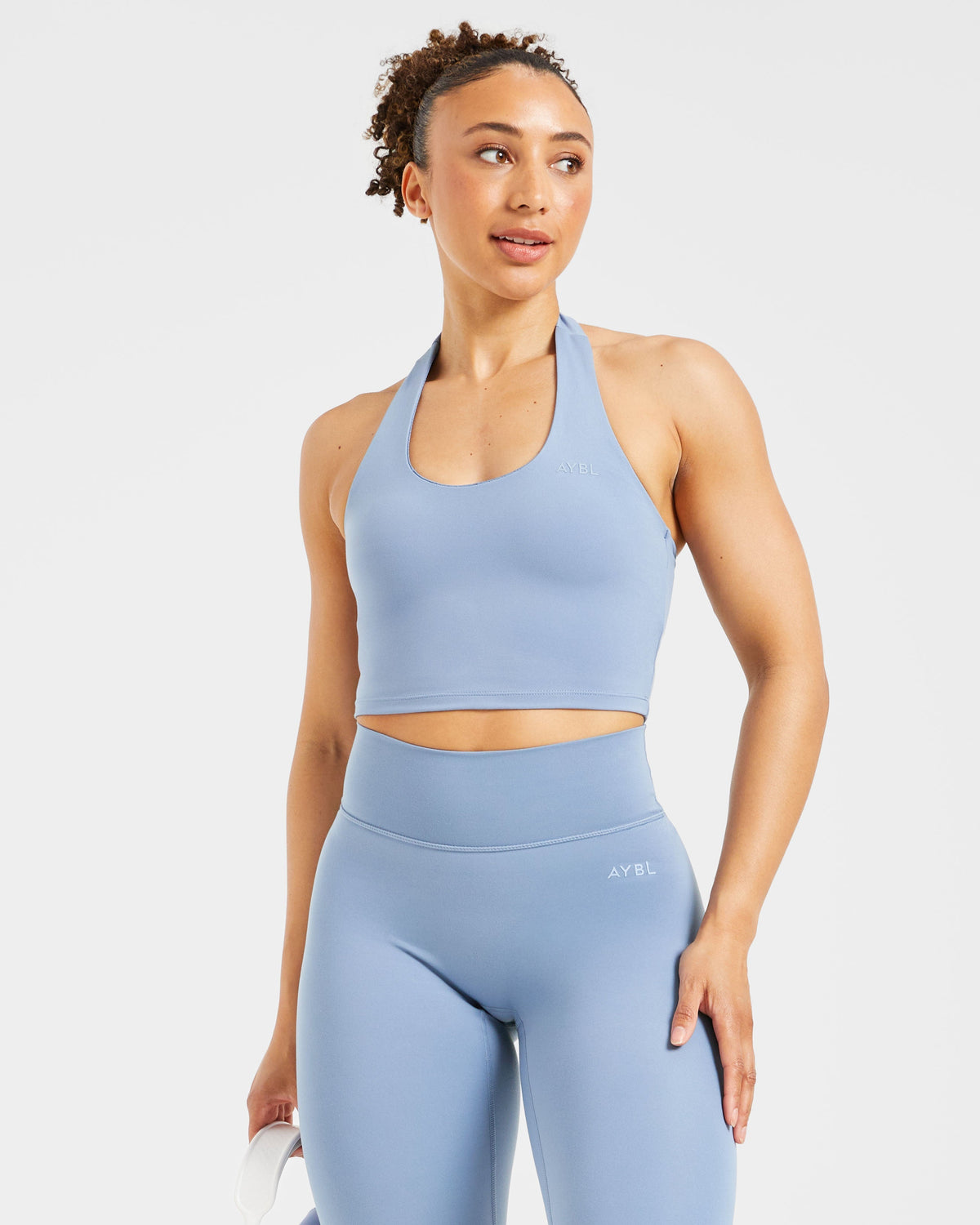 Staple Halterneck Crop Top - Slate Bleu