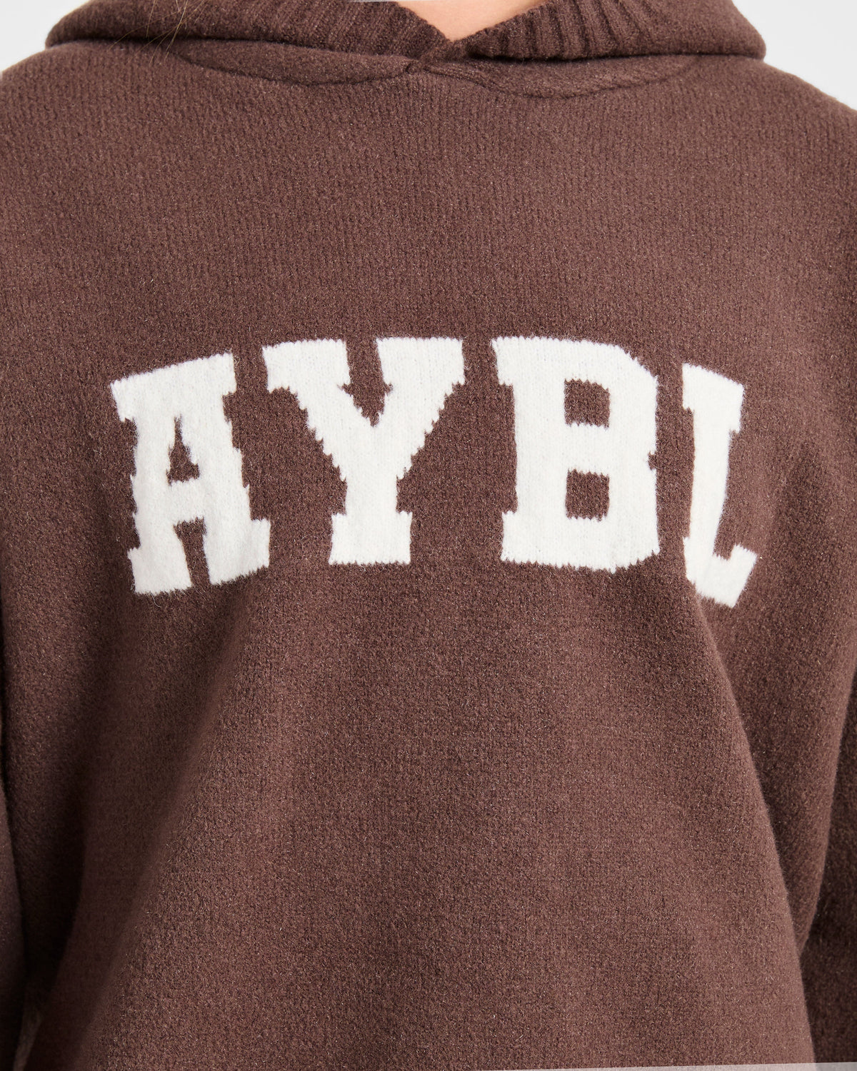 Varsity Oversized Knitted Hoodie - Marron