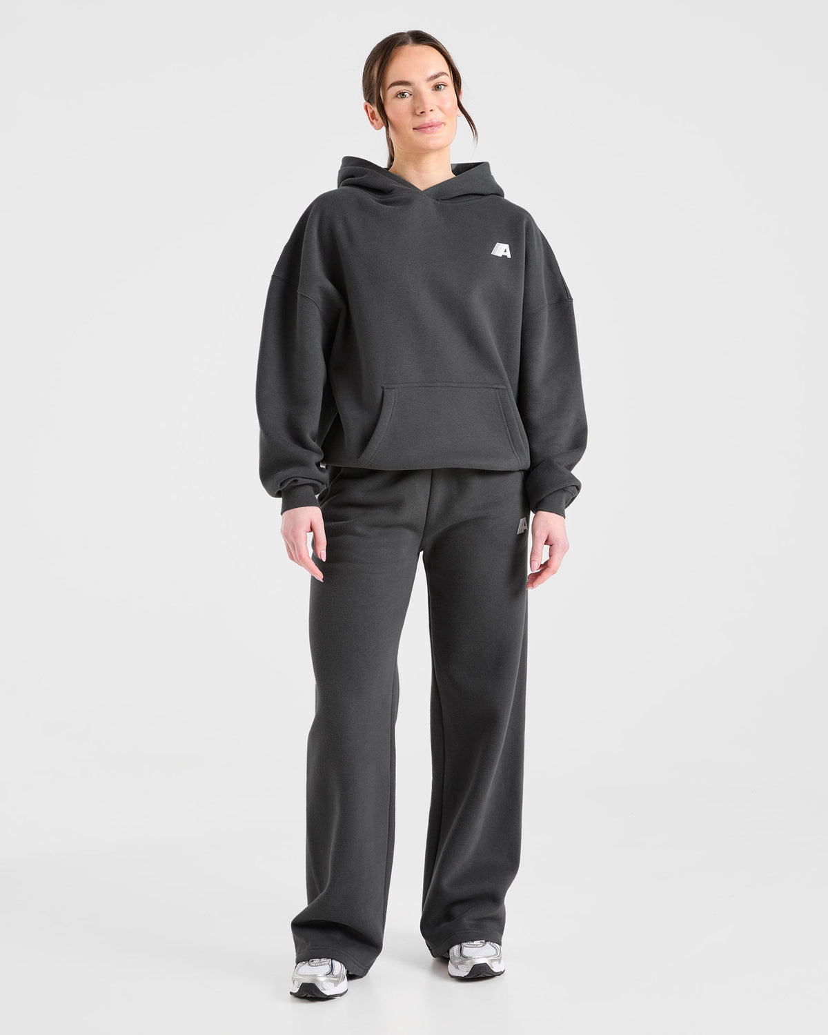 Retro Athletics Oversized Hoodie - Charcoal