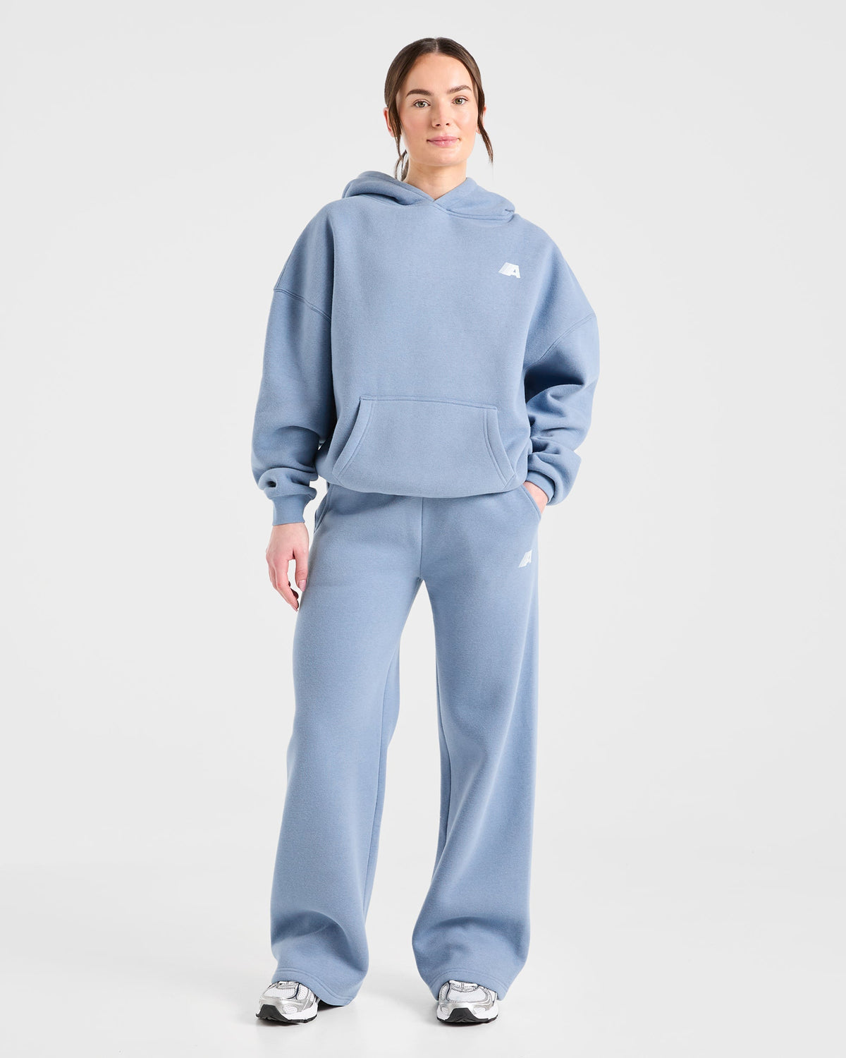Retro Athletics Oversized Hoodie - Vintage Bleu