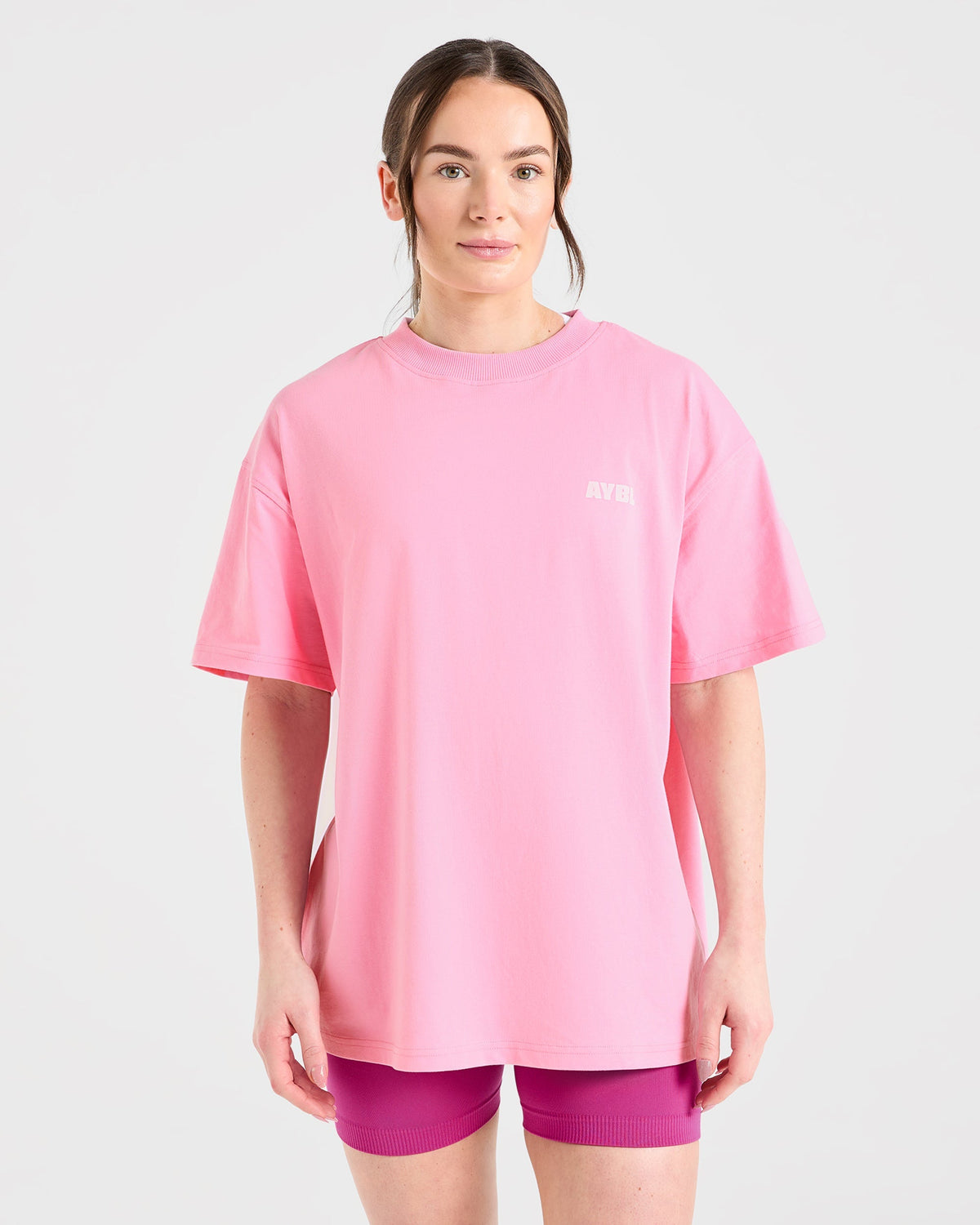 Focused Wavy Oversized T Shirt - Rose/Blanc