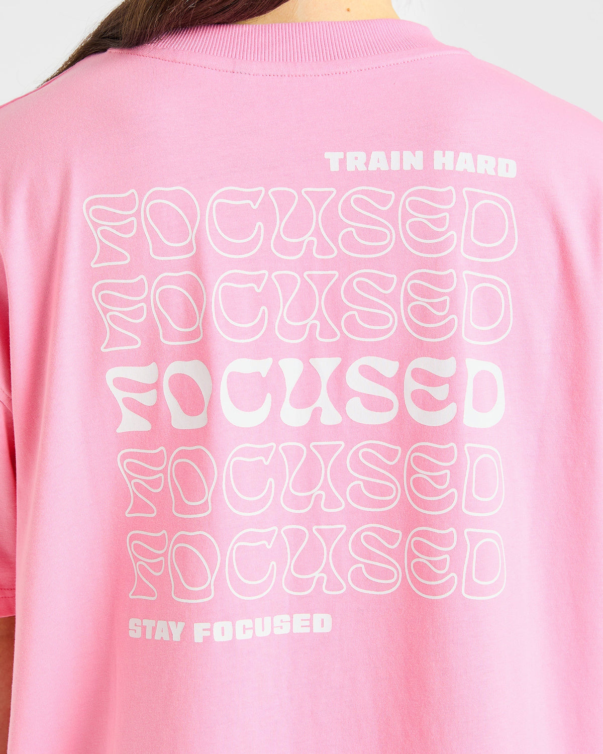 Focused Wavy Oversized T Shirt - Rose/Blanc
