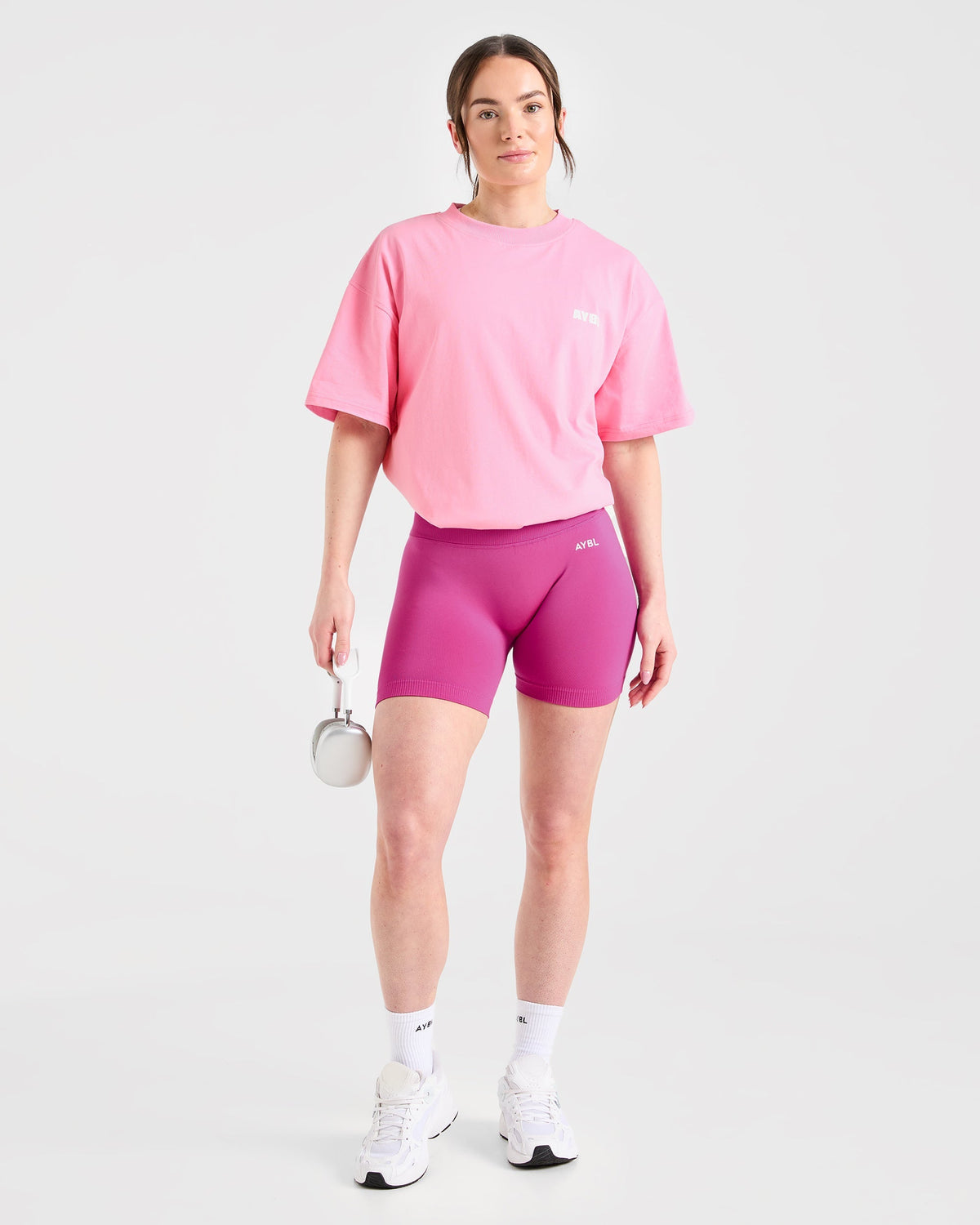Focused Wavy Oversized T Shirt - Rose/Blanc