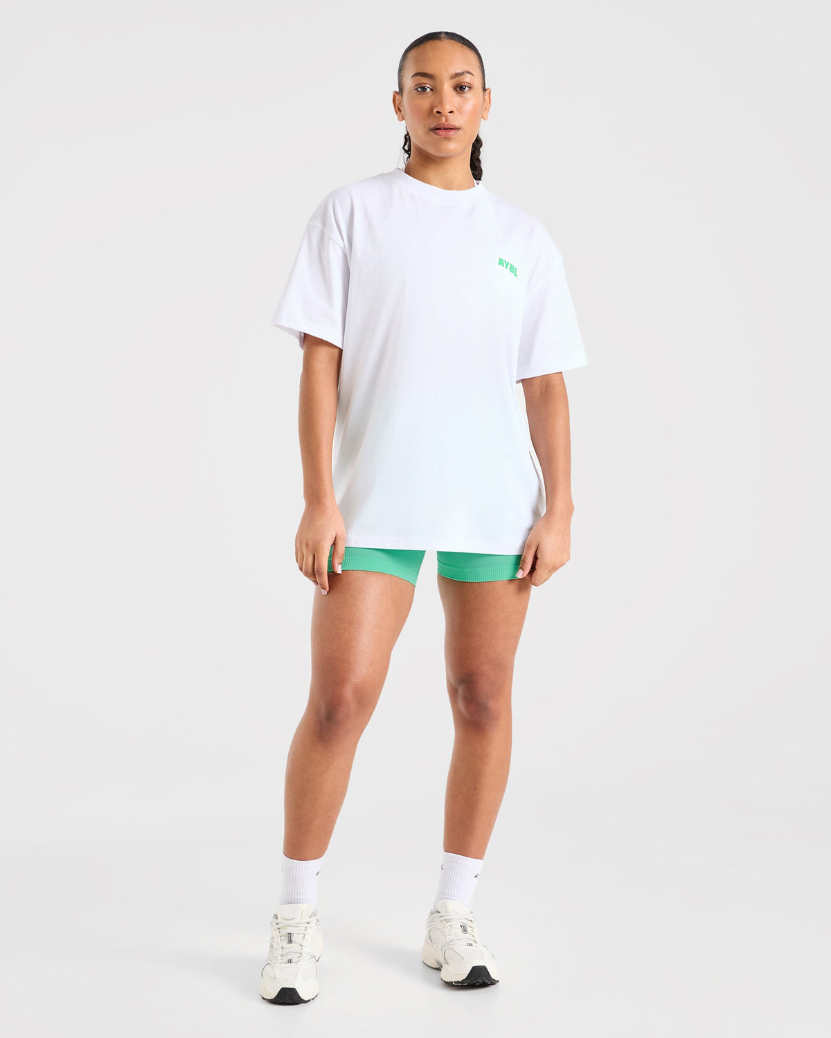 Focused Wavy Oversized T Shirt - Blanc/Vert