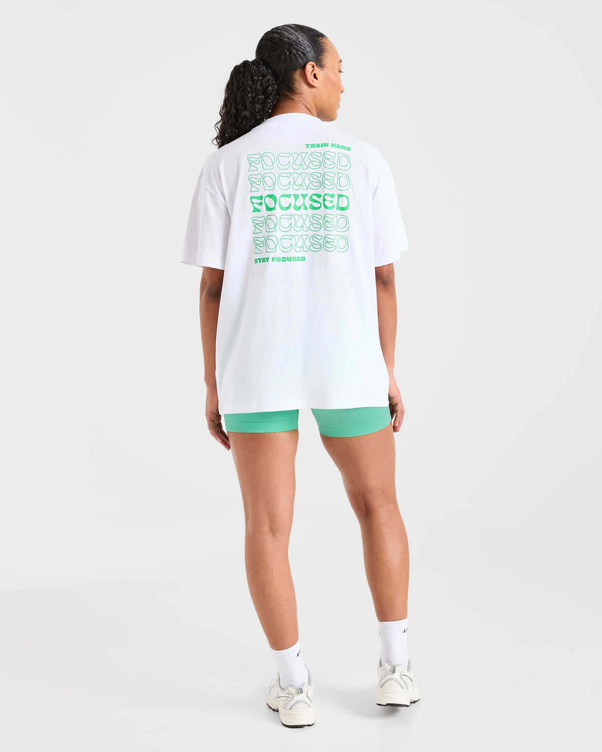 Focused Wavy Oversized T Shirt - Blanc/Vert
