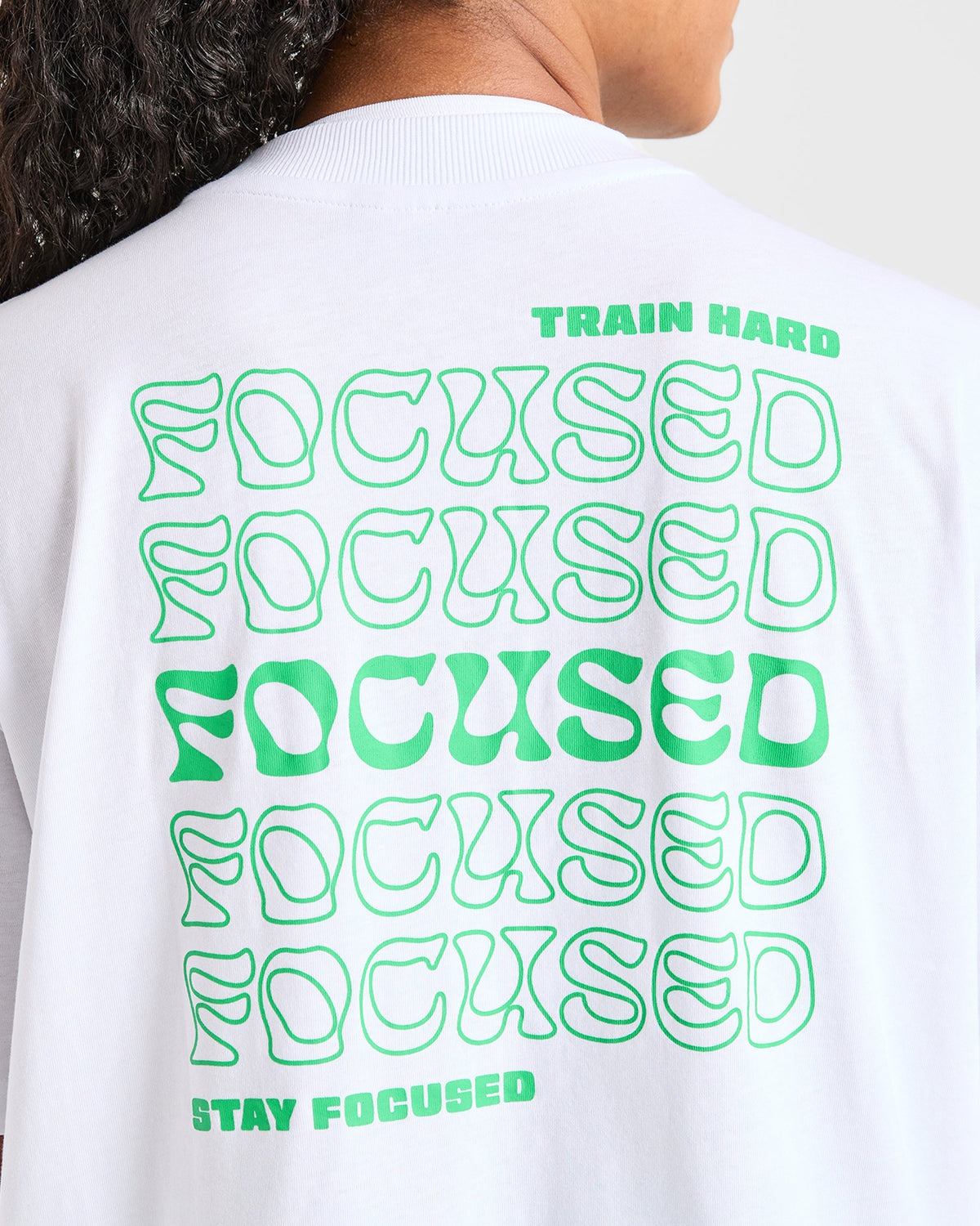 Focused Wavy Oversized T Shirt - Blanc/Vert