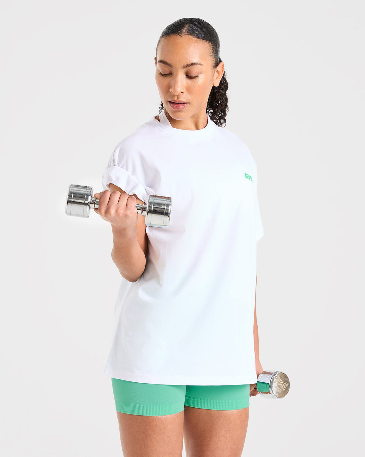 Focused Wavy Oversized T Shirt - Blanc/Vert