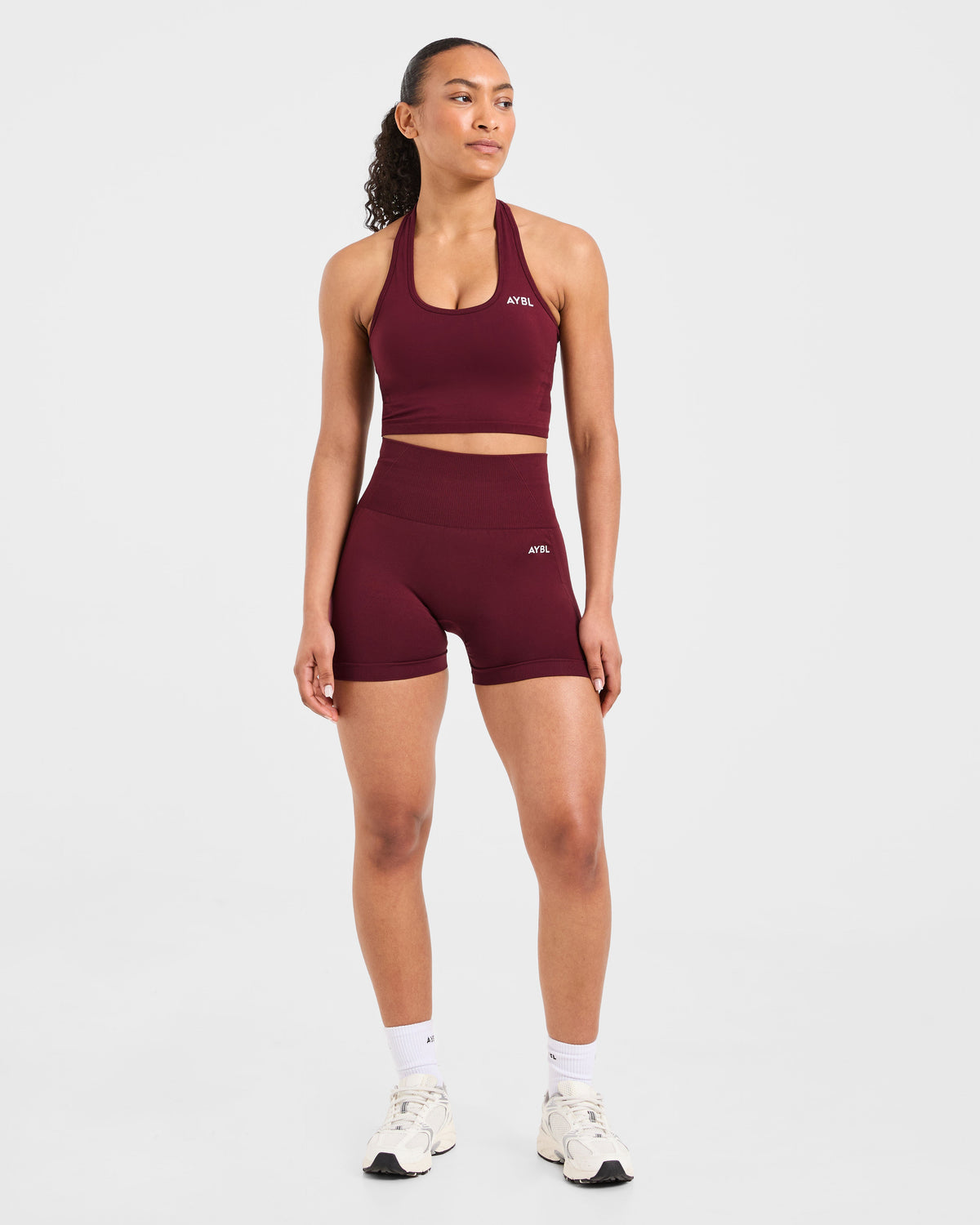 Empower Seamless Halterneck Crop Top - Rouge Wine