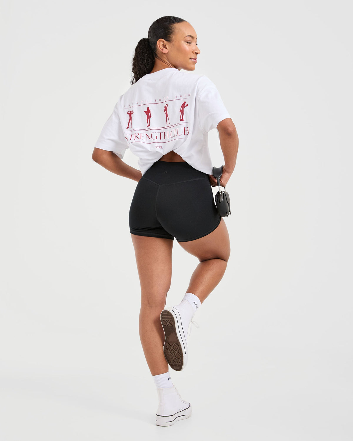 Strength Club Oversized T Shirt - White/Rouge