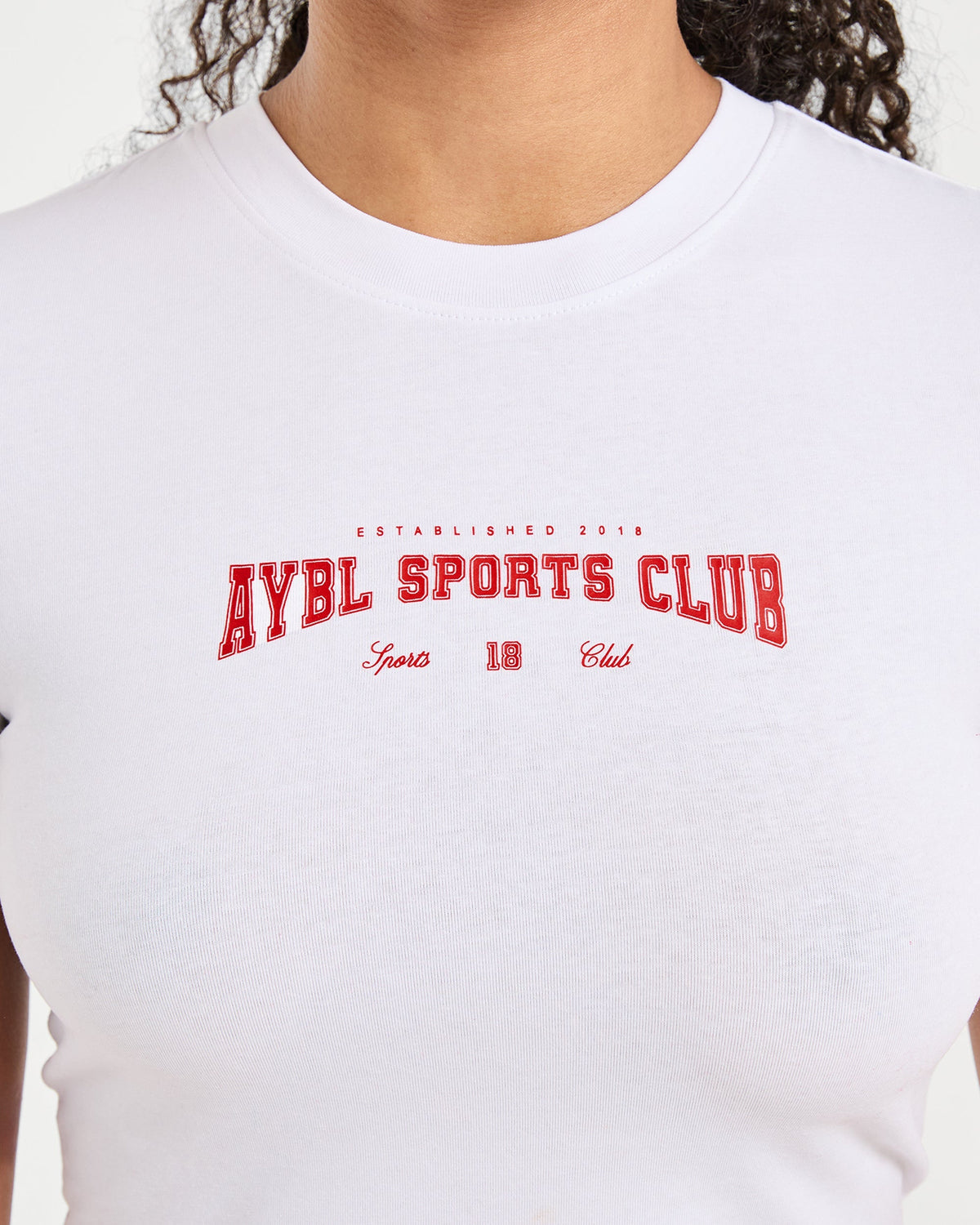 Sports Club Varsity Baby Tee - White/Red