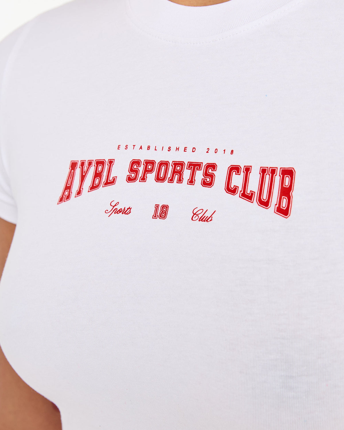 Sports Club Varsity Baby Tee - White/Red
