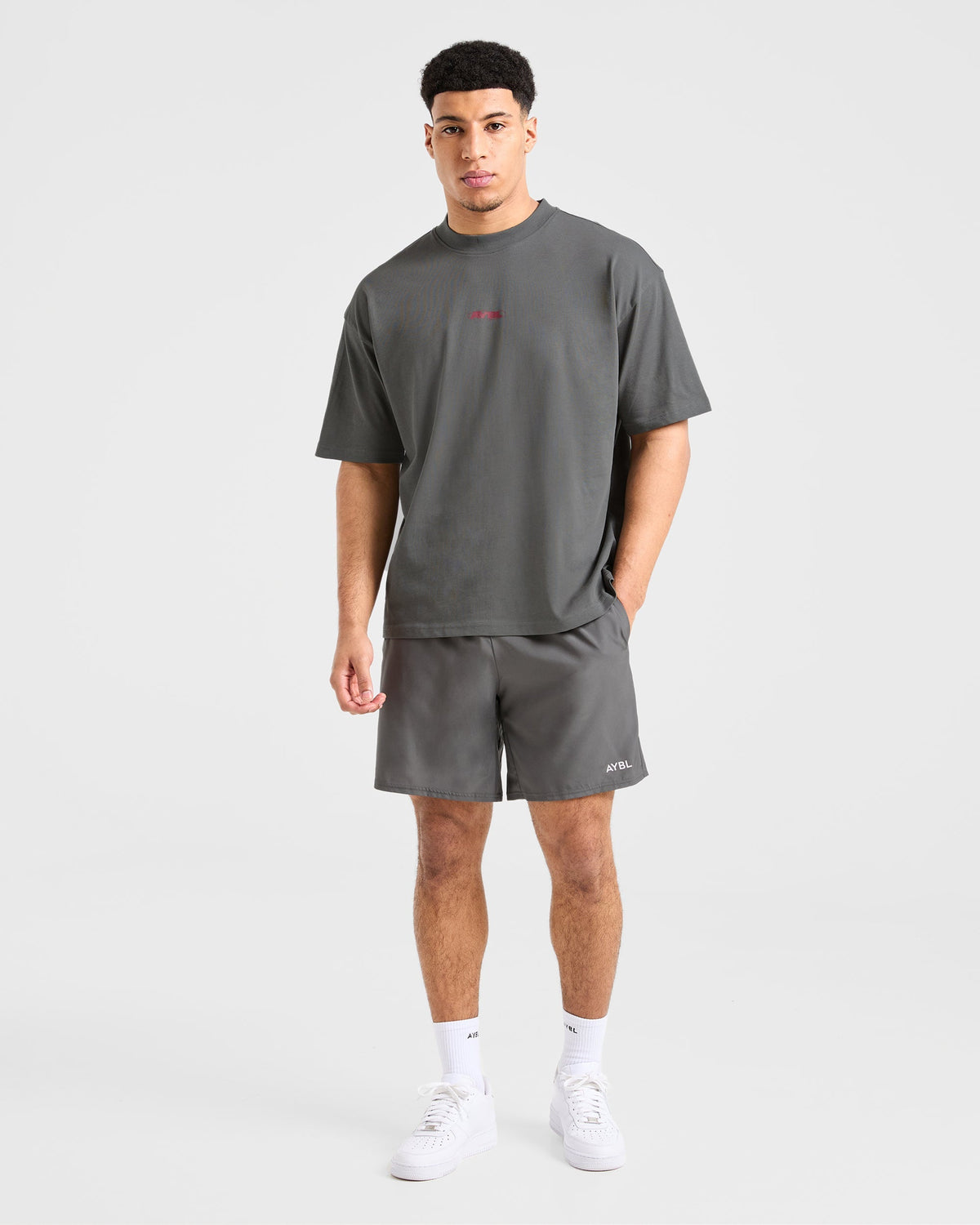 Orbit Oversized T Shirt - Charcoal/Rouge