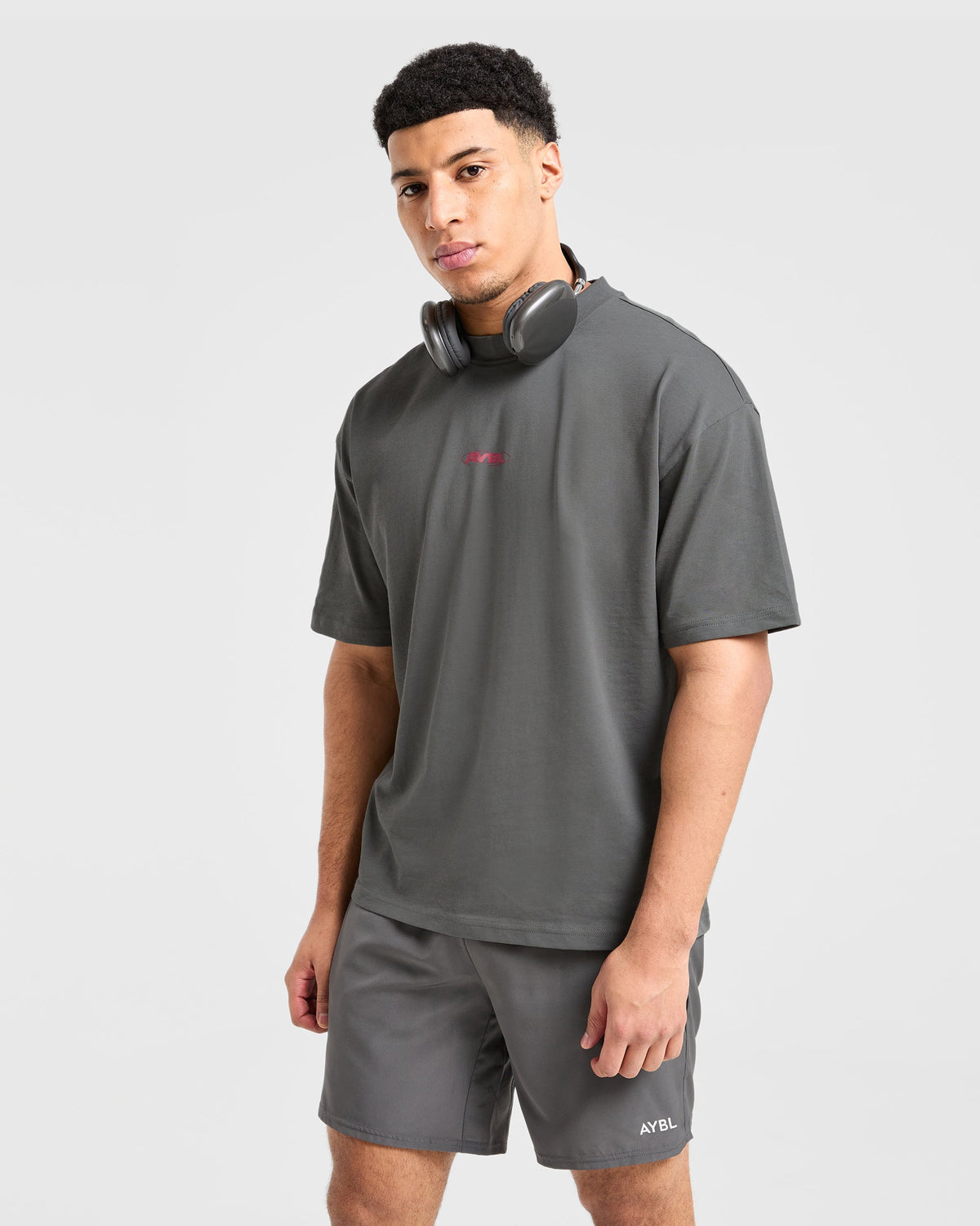 Orbit Oversized T Shirt - Charcoal/Rouge