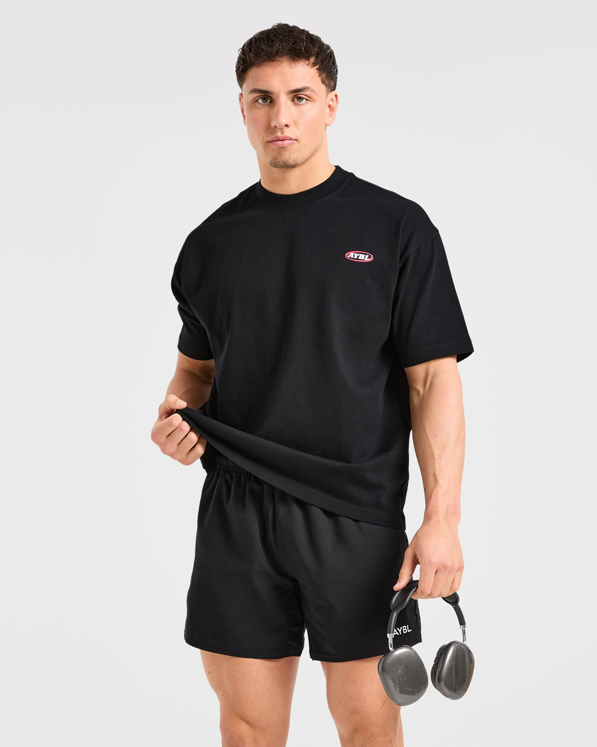 Athletics Script Oversized T Shirt - Noir
