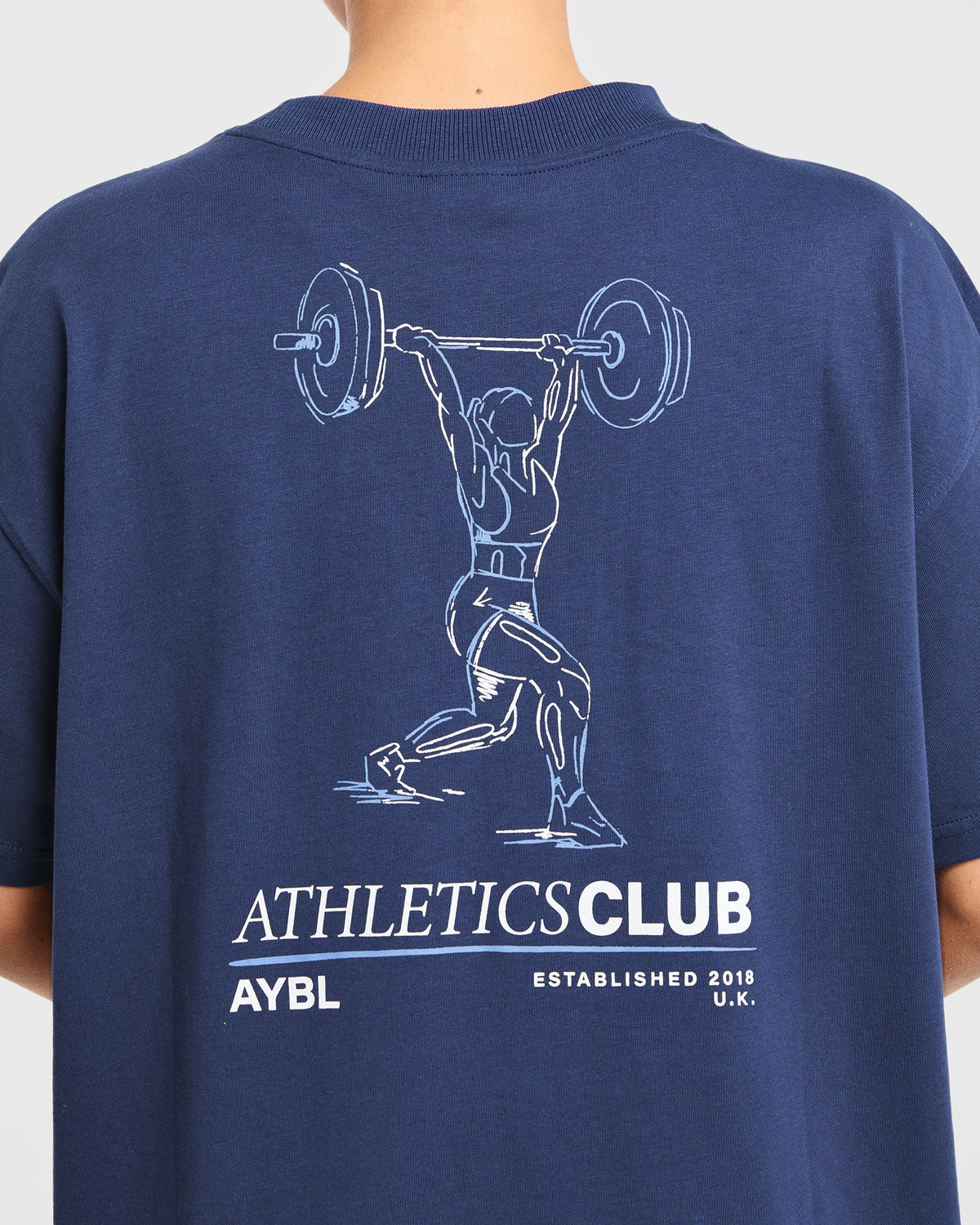 Power Lifting Illustration T Shirt - Bleu