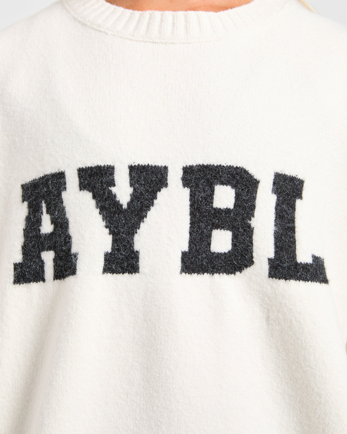 Varsity Oversized Knitted Sweater - Off Blanc