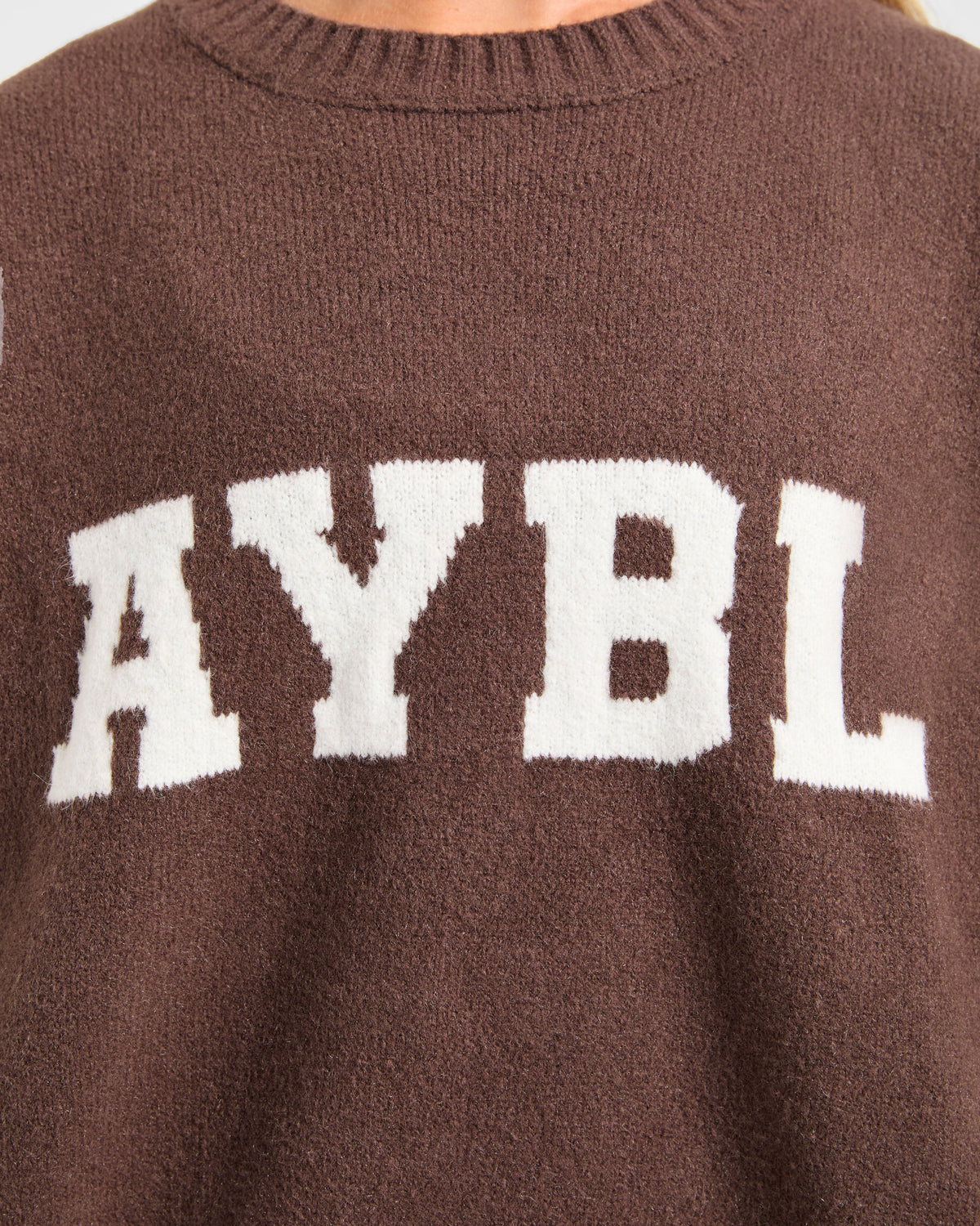 Varsity Oversized Knitted Sweater - Marron