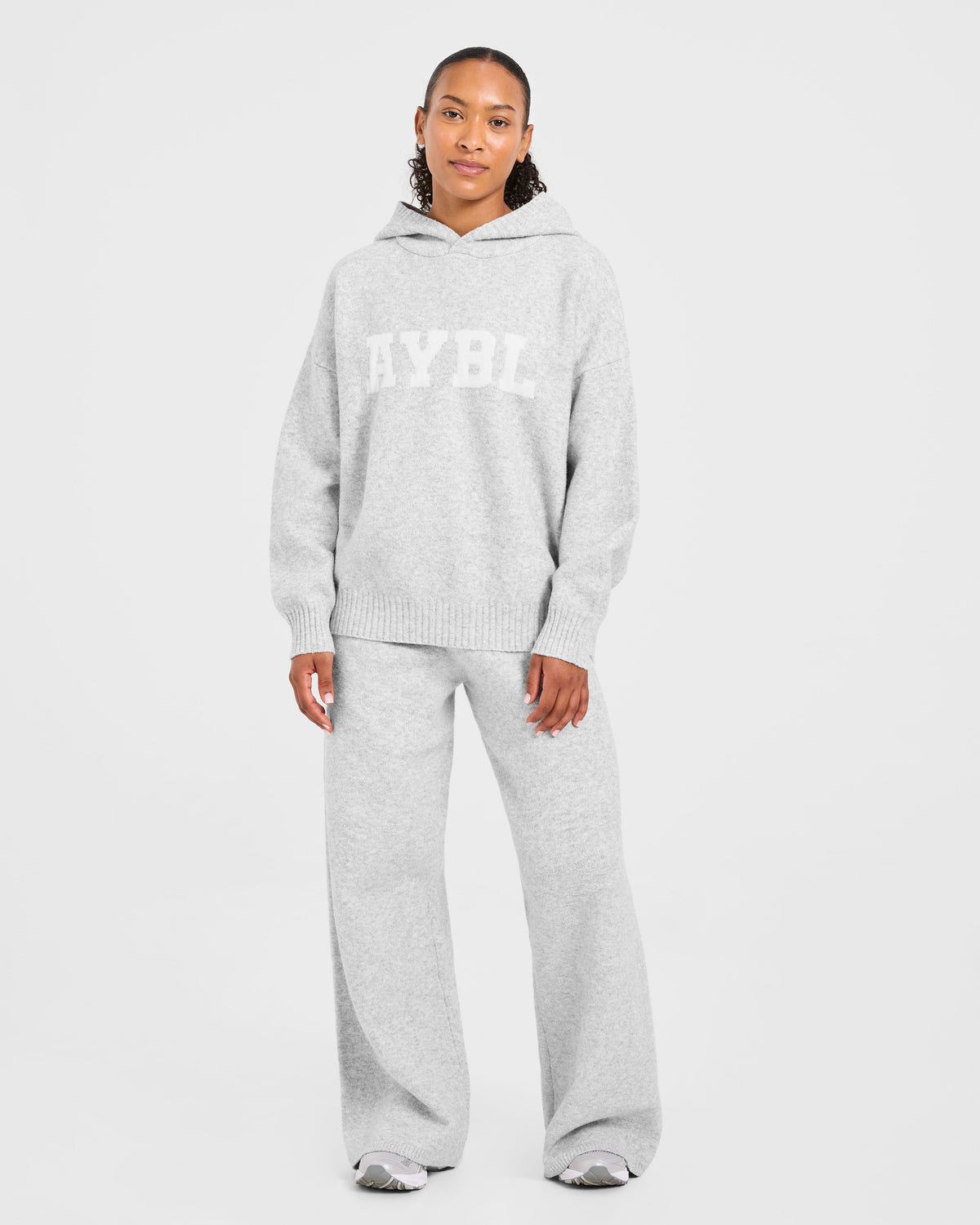 Varsity Oversized Knitted Joggers - Gris Marl