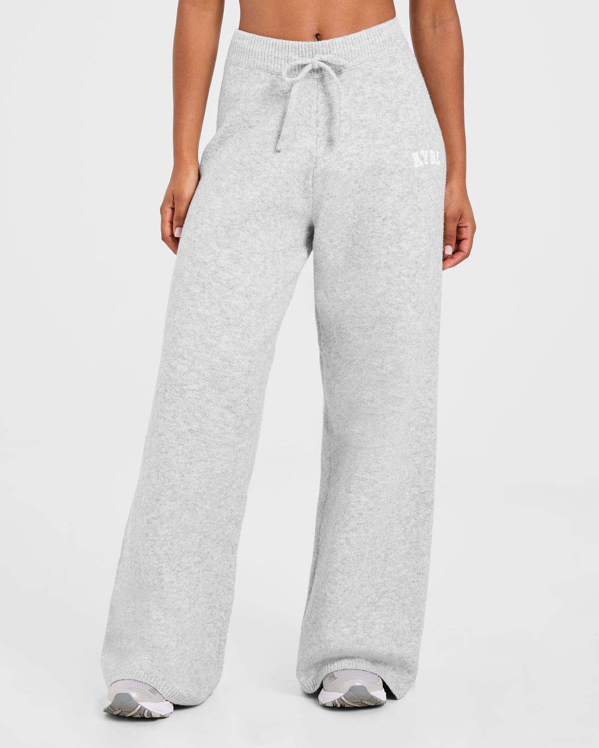 Varsity Oversized Knitted Joggers - Gris Marl