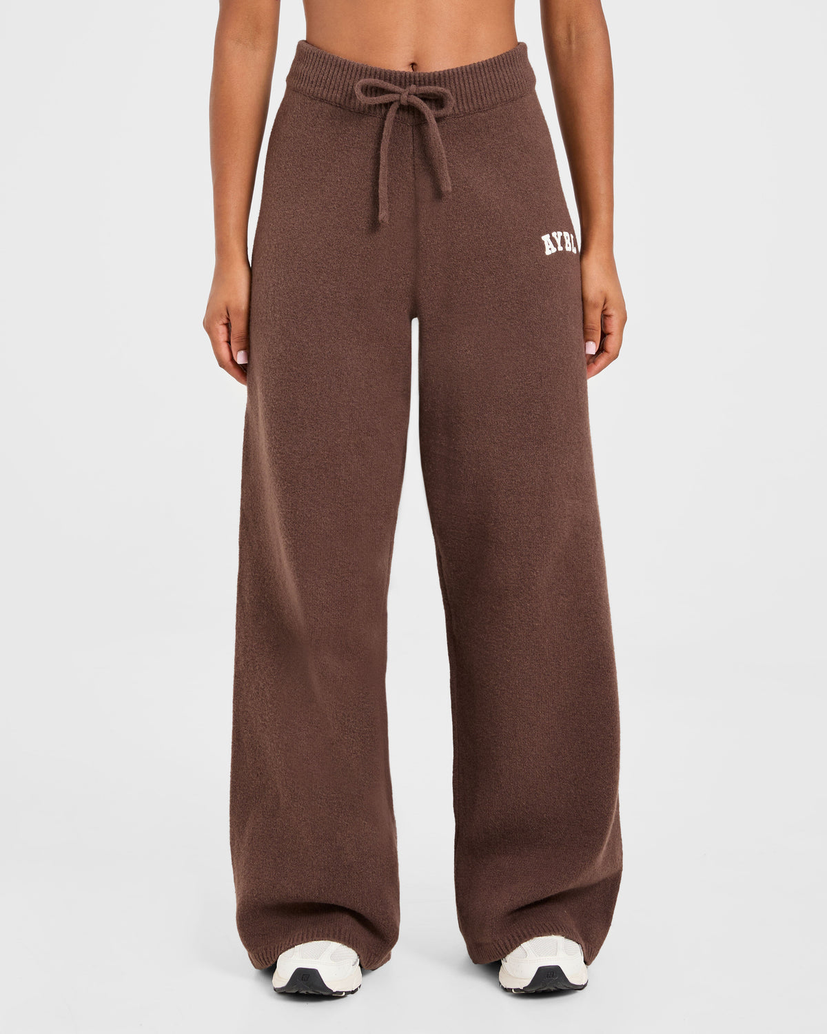 Varsity Oversized Knitted Joggers - Marron