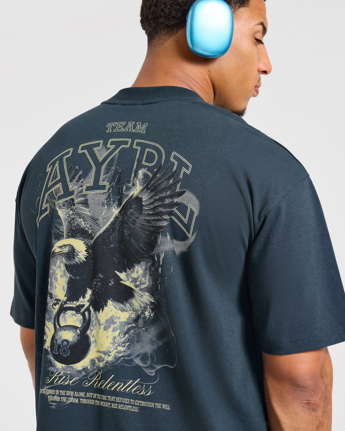 Relentless Eagle Oversized T Shirt - Petrol Bleu