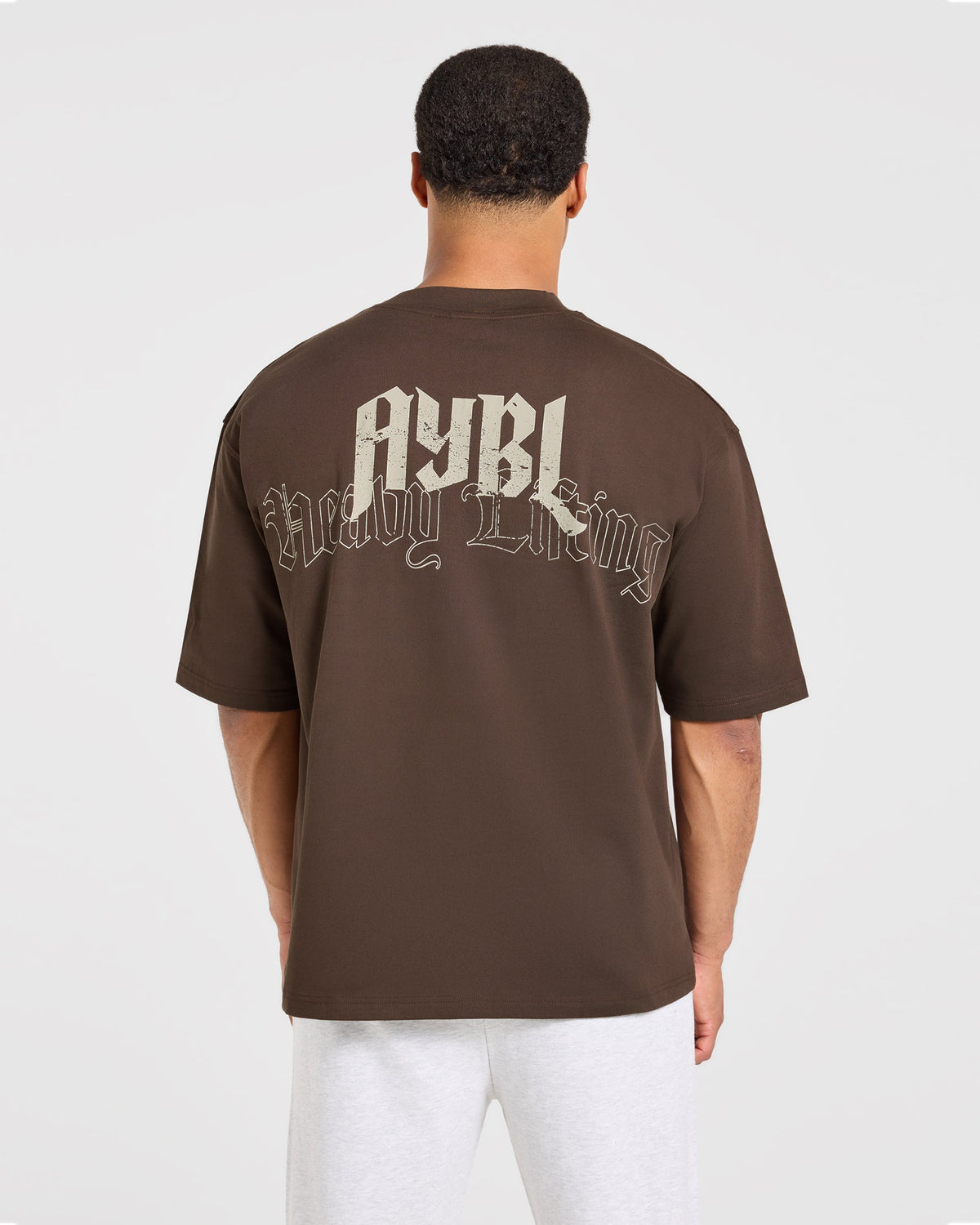 Heavy Lifting Gothic Oversized T Shirt - Marron/Crème