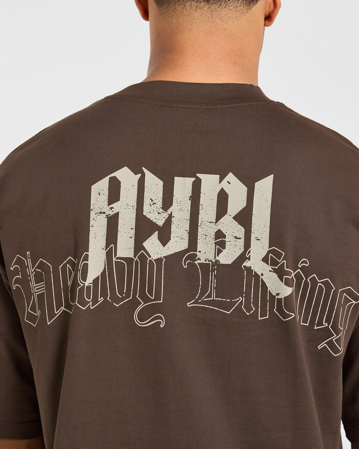 Heavy Lifting Gothic Oversized T Shirt - Marron/Crème