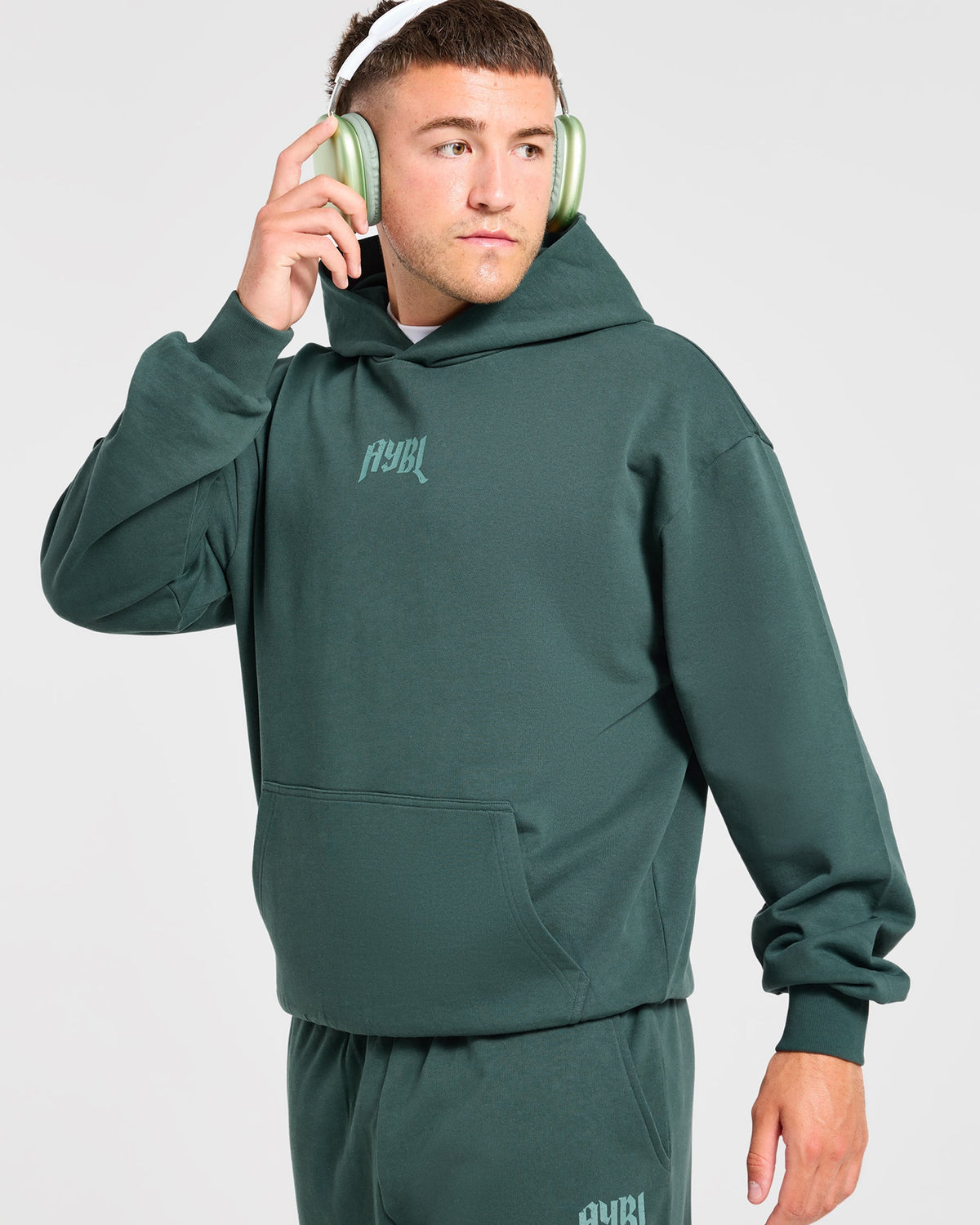 Heavy Lifting Gothic Oversized Hoodie - Midnight Teal