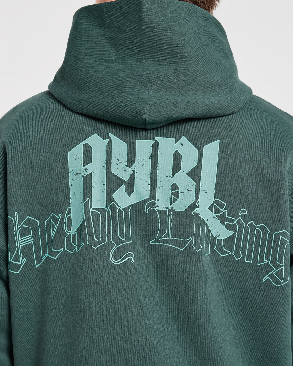 Heavy Lifting Gothic Oversized Hoodie - Midnight Teal