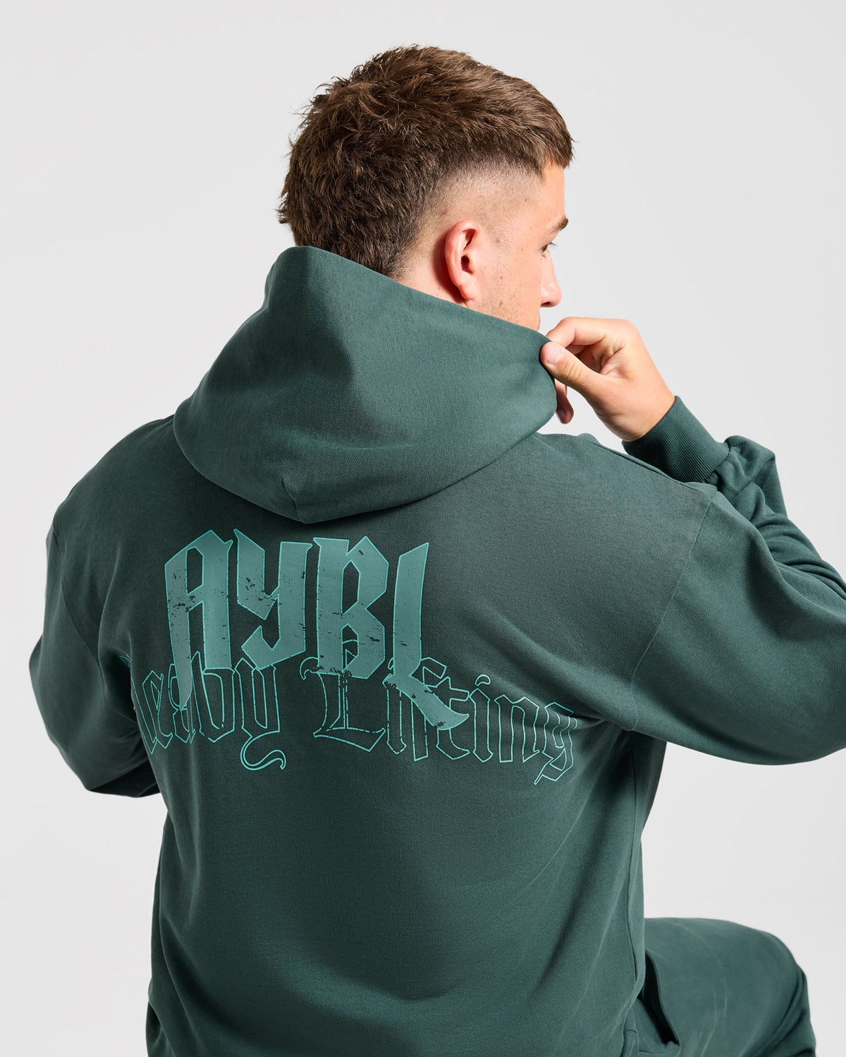 Heavy Lifting Gothic Oversized Hoodie - Midnight Teal