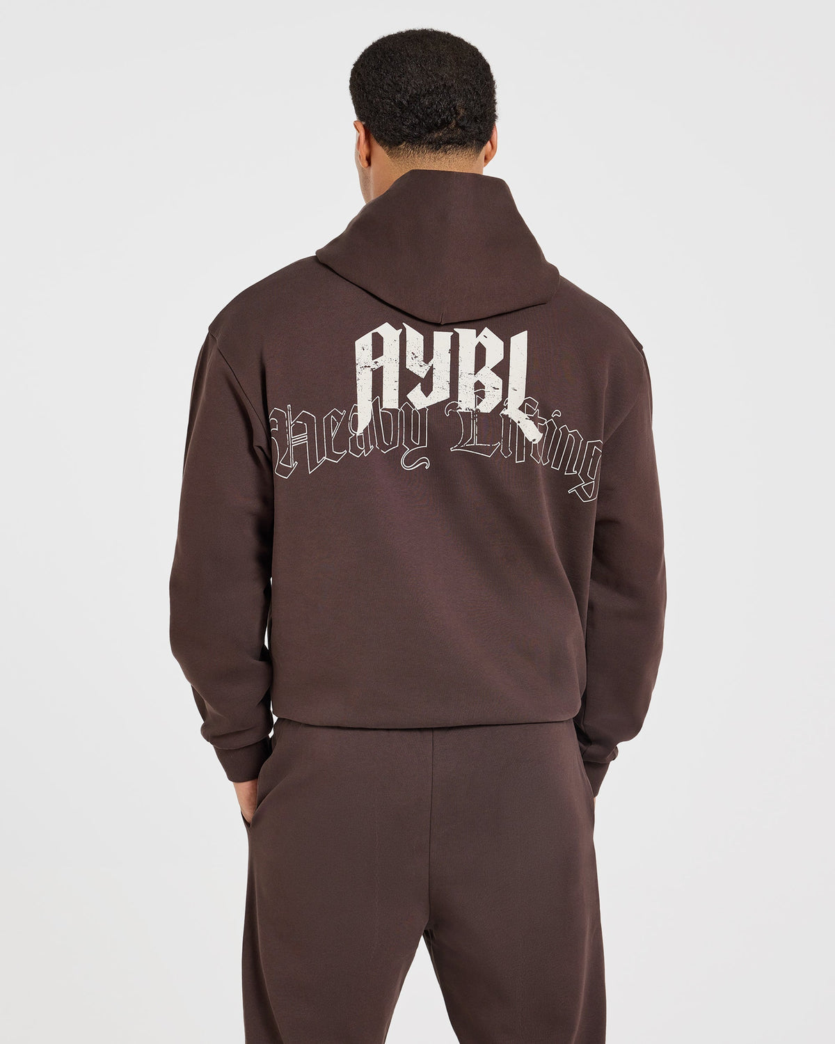Heavy Lifting Gothic Oversized Hoodie - Marron/Crème