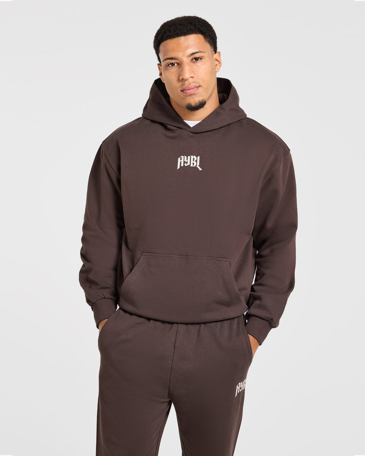 Heavy Lifting Gothic Oversized Hoodie - Marron/Crème