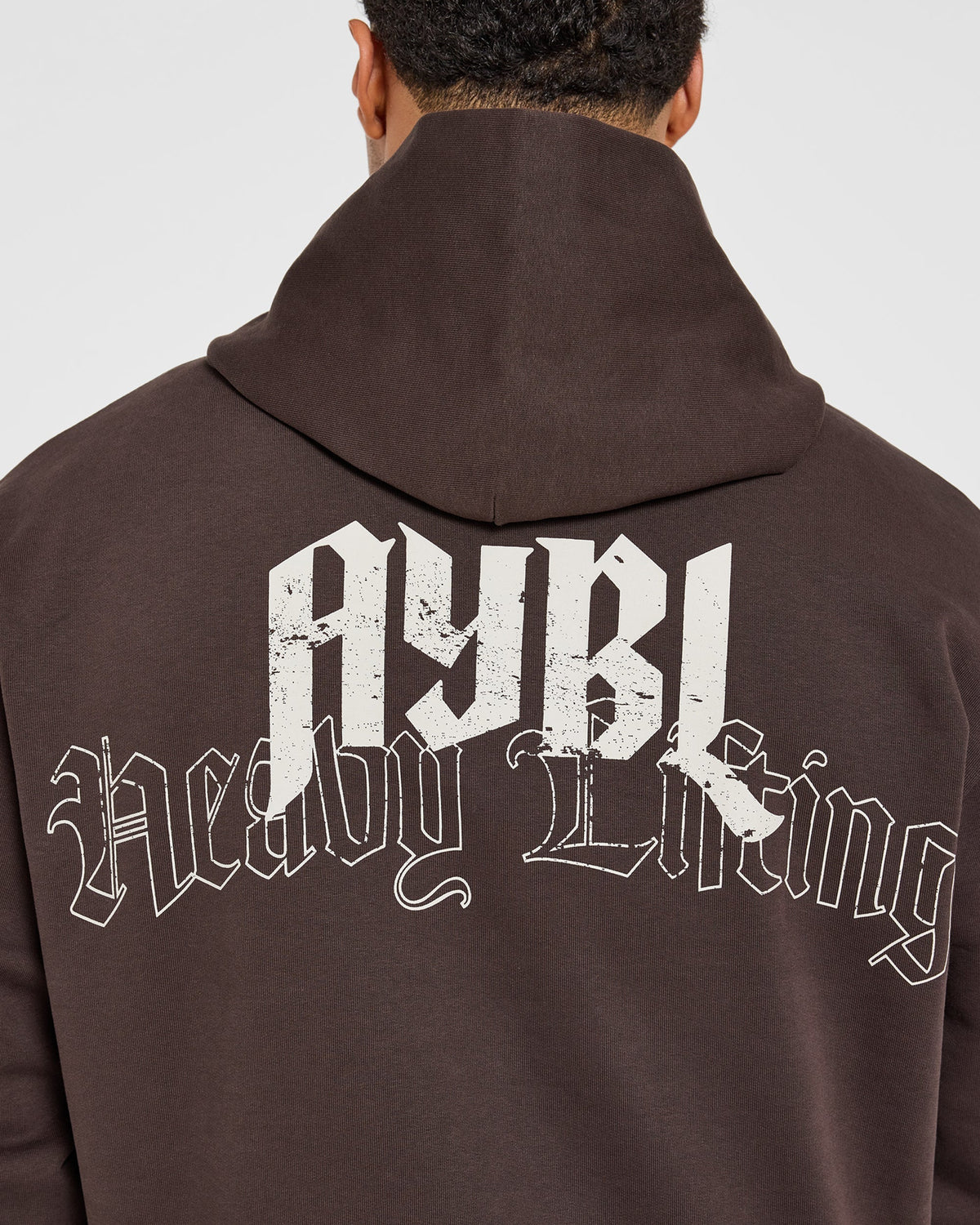 Heavy Lifting Gothic Oversized Hoodie - Marron/Crème