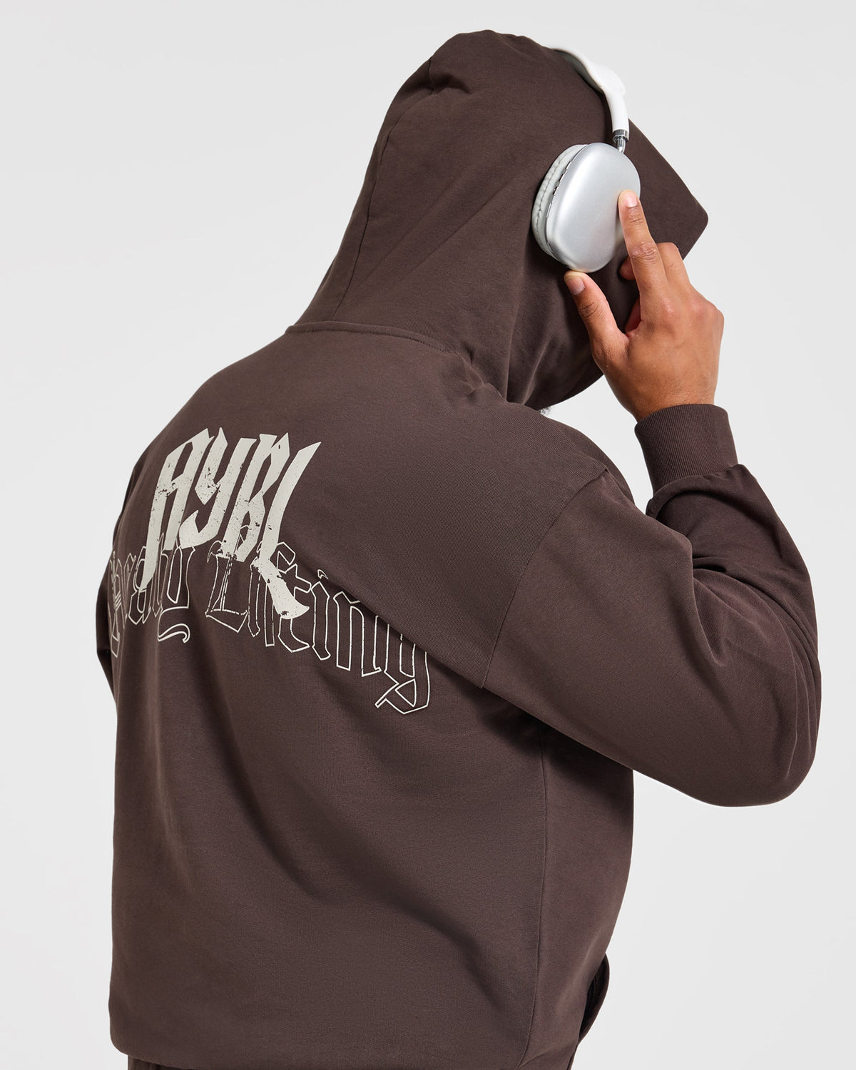 Heavy Lifting Gothic Oversized Hoodie - Marron/Crème