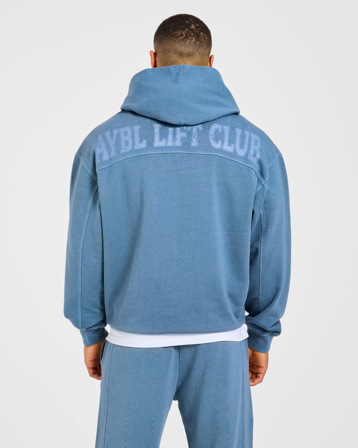 Lift Club Distressed Hoodie - Washed Indigo