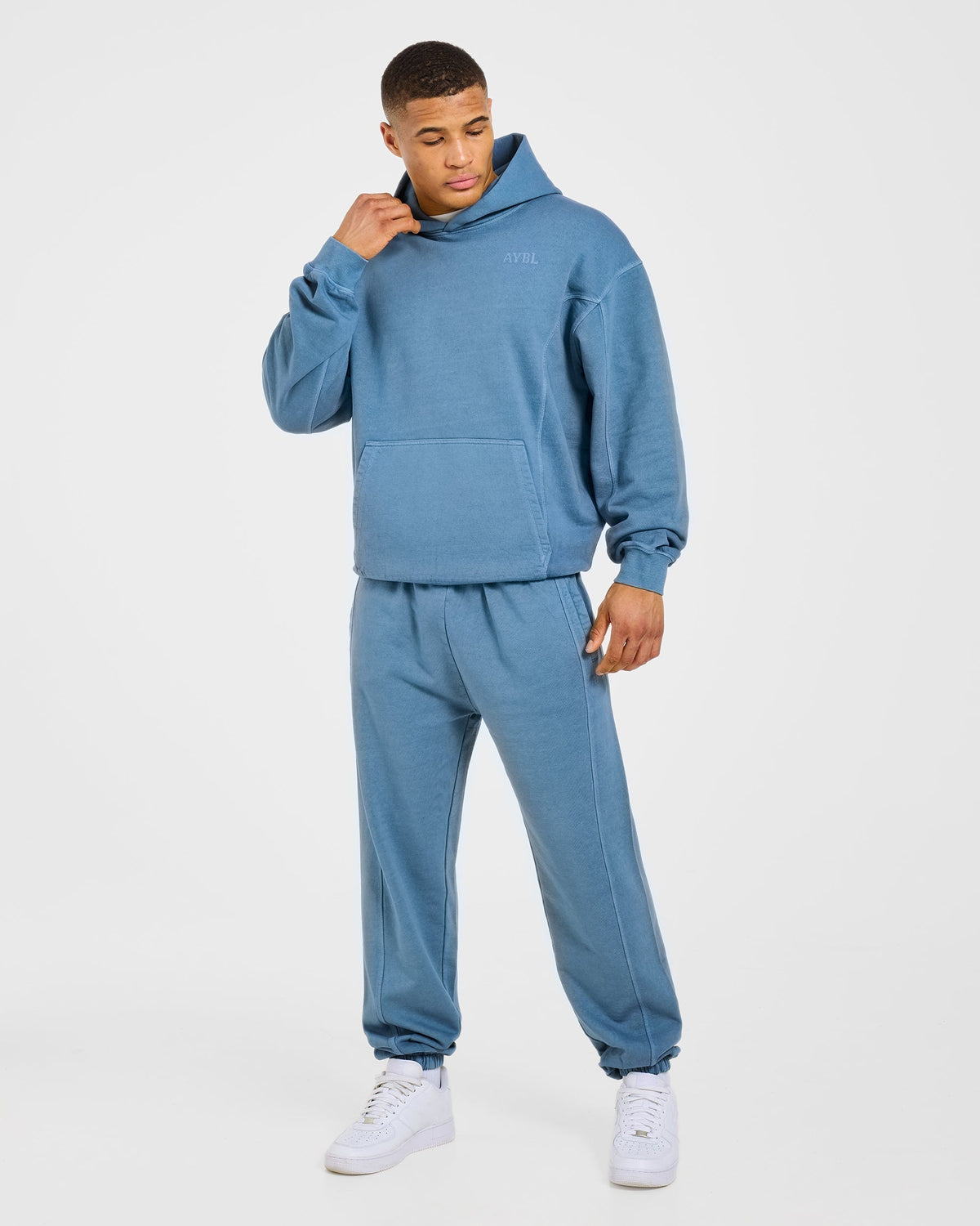 Lift Club Distressed Hoodie - Washed Indigo