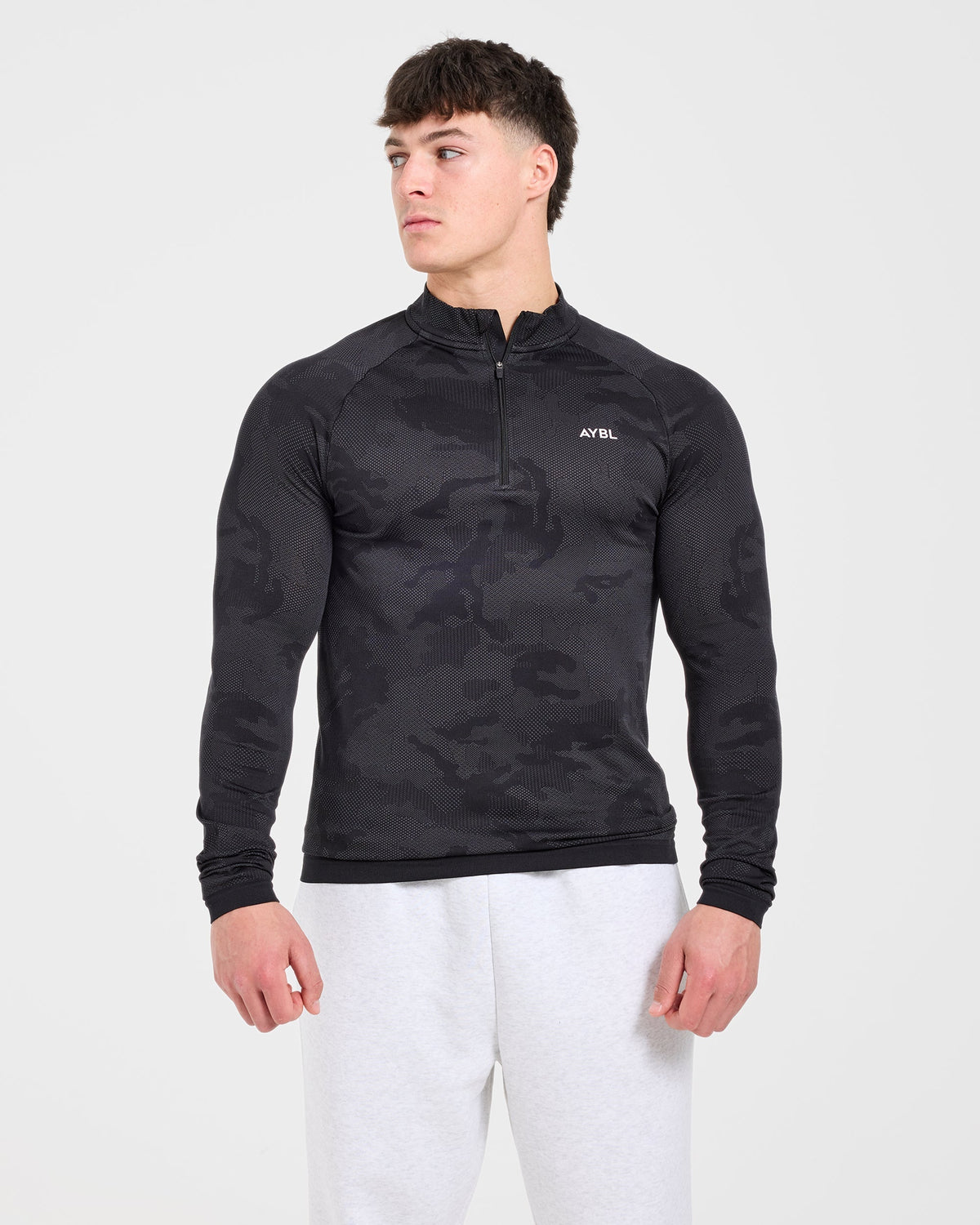 Camo Seamless 1/4 Zip Pullover - Noir