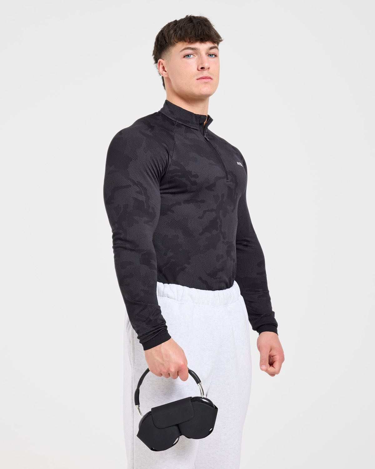 Camo Seamless 1/4 Zip Pullover - Noir