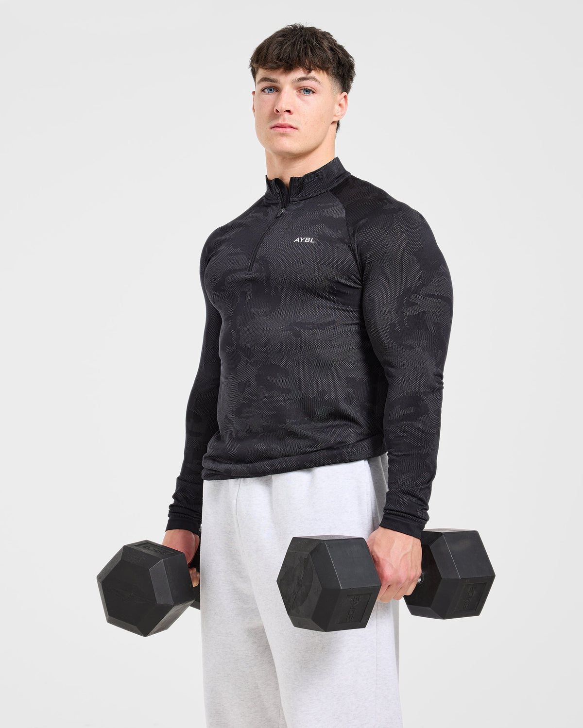 Camo Seamless 1/4 Zip Pullover - Noir