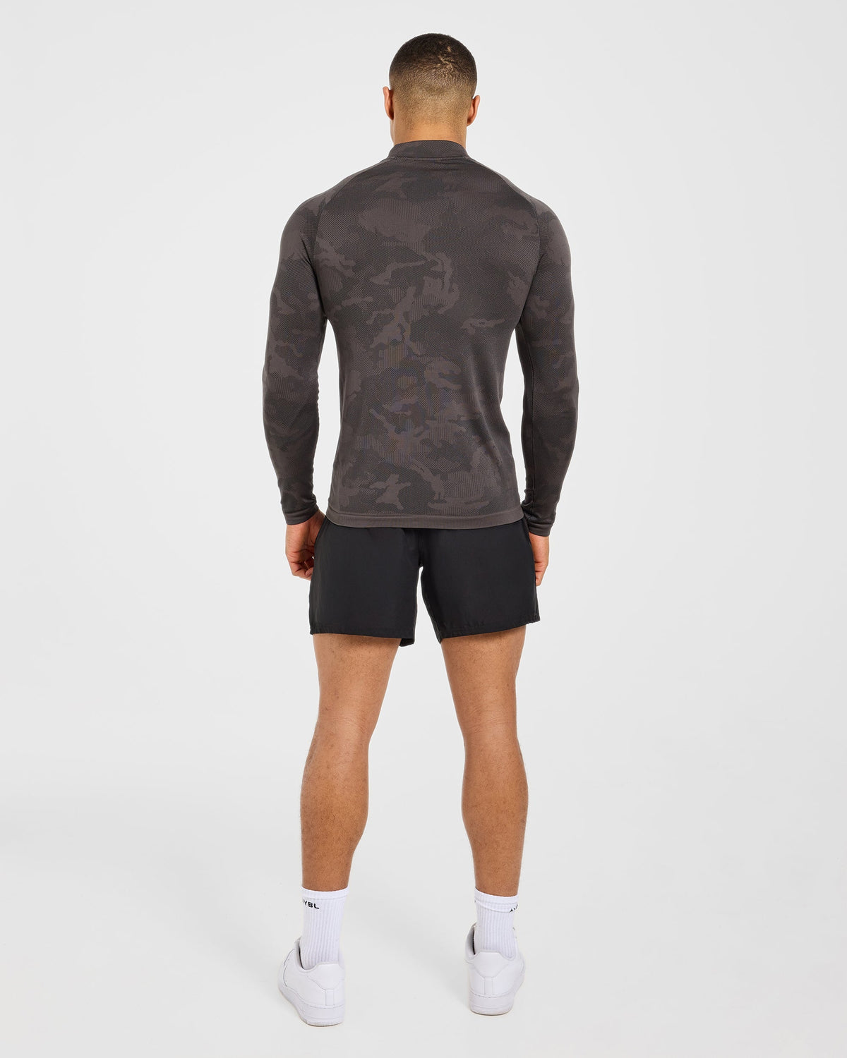 Camo Seamless 1/4 Zip Pullover - Charcoal
