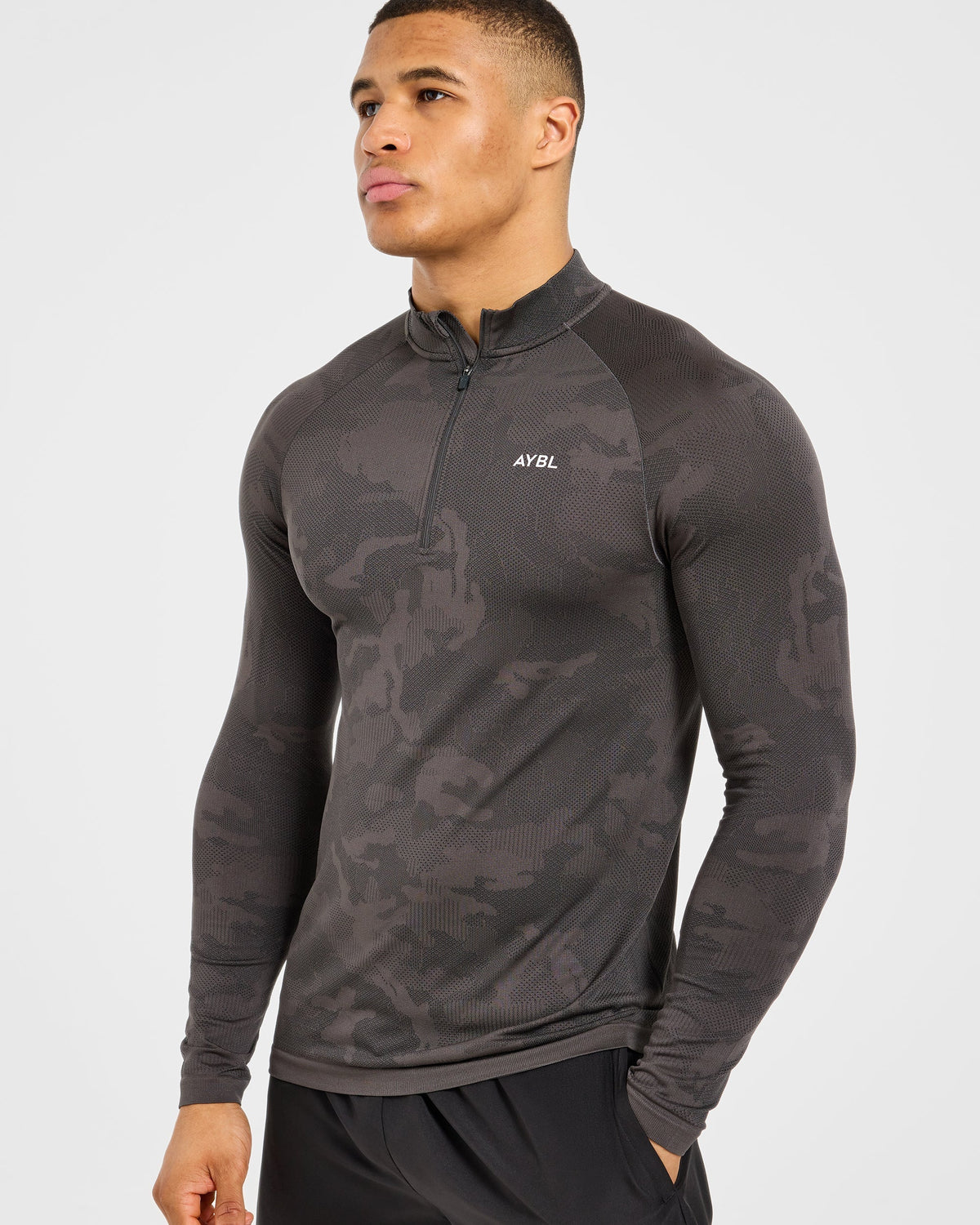 Camo Seamless 1/4 Zip Pullover - Charcoal