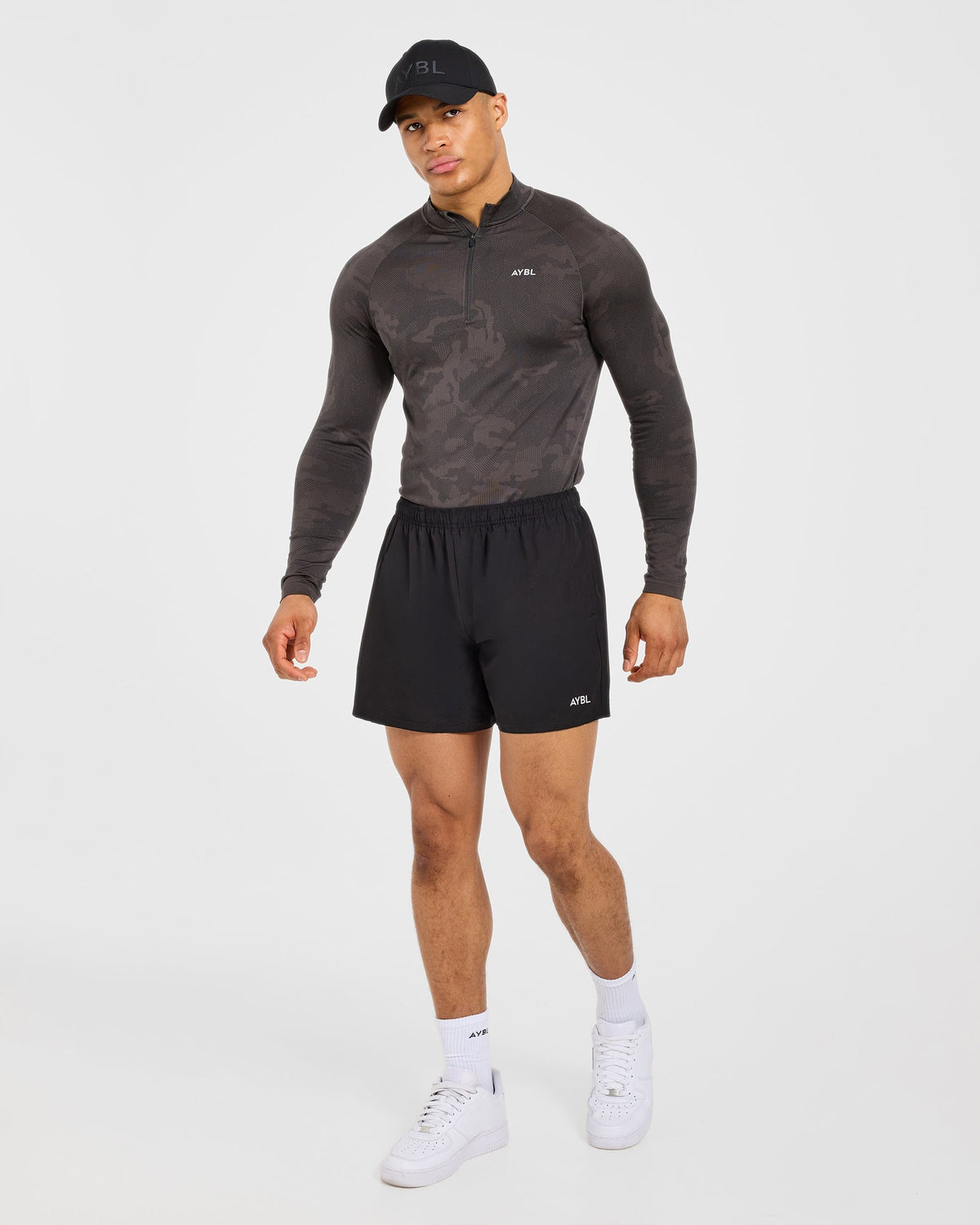 Camo Seamless 1/4 Zip Pullover - Charcoal