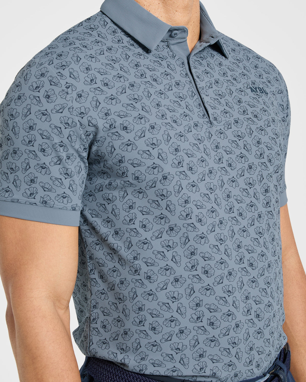 Precision Camellias Polo - Muted Navy