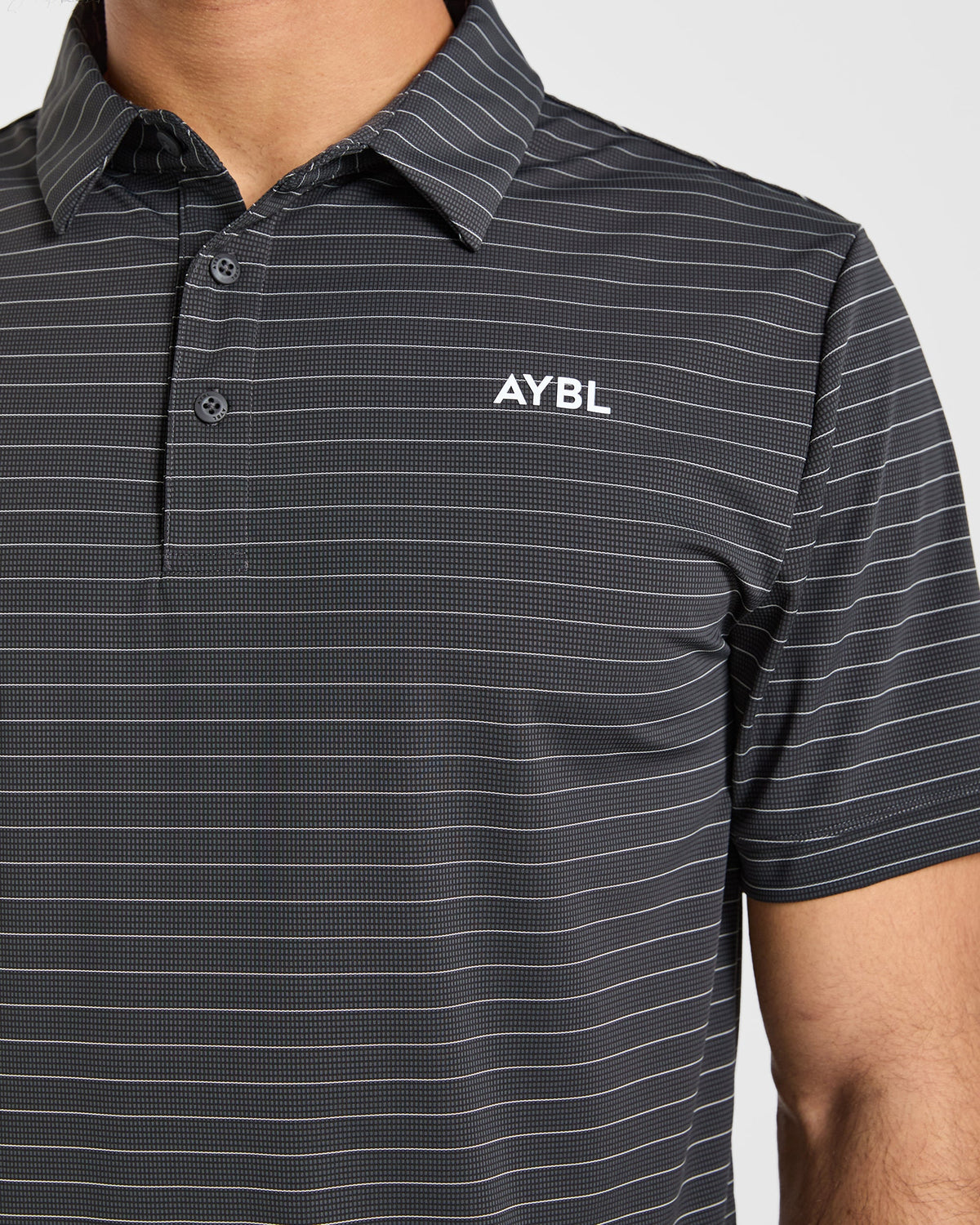 Classic Stripe Polo - Charcoal