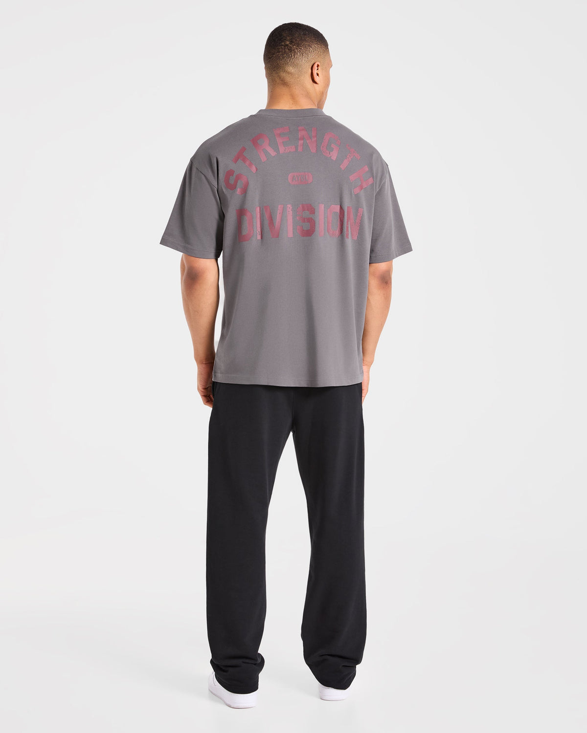 Strength Division Oversized T Shirt - Charcoal/Rouge