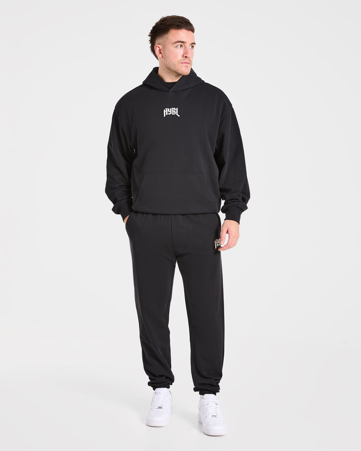 Heavy Lifting Gothic Oversized Joggers - Noir/Off Blanc