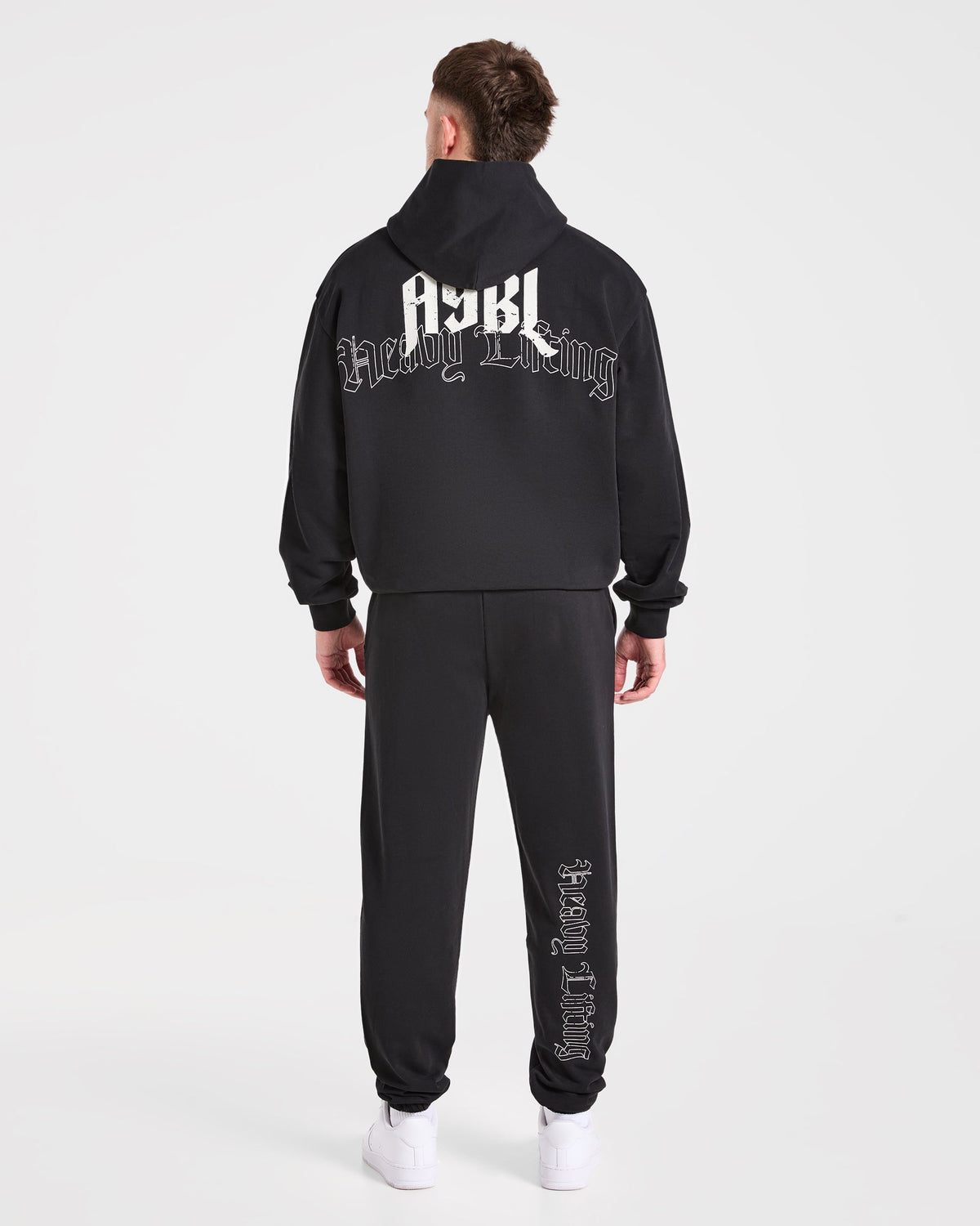 Heavy Lifting Gothic Oversized Joggers - Noir/Off Blanc