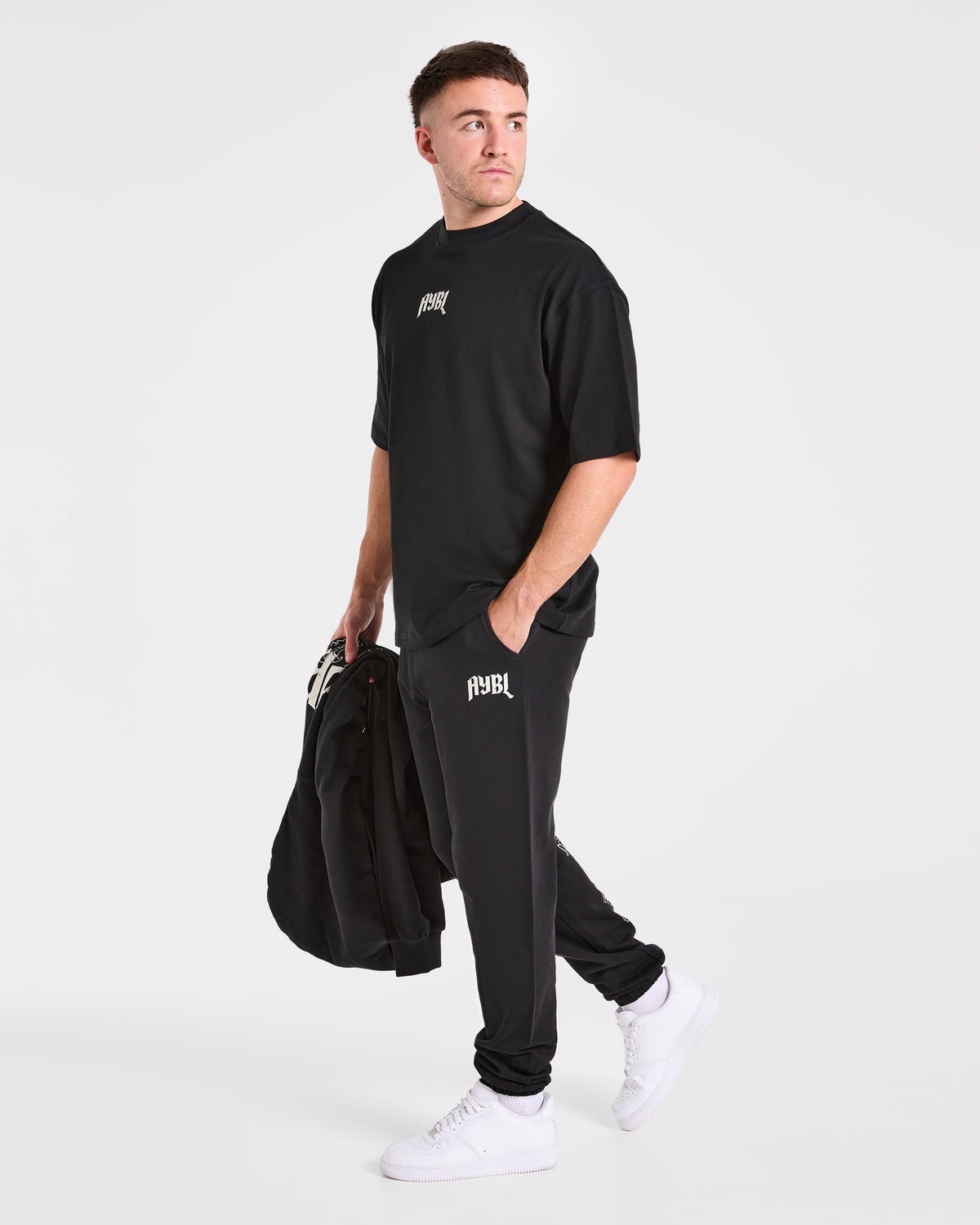 Heavy Lifting Gothic Oversized Joggers - Noir/Off Blanc